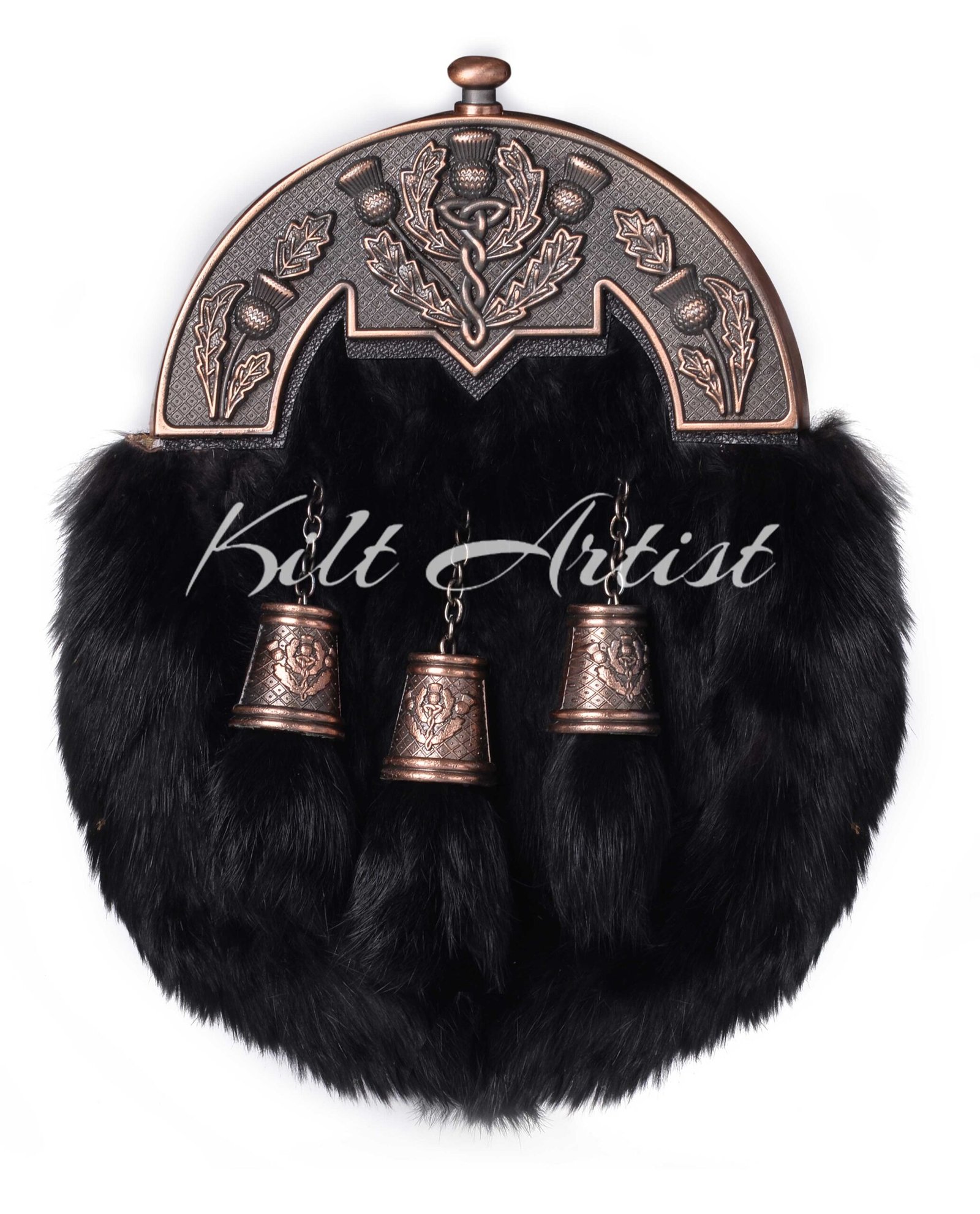 Bronze Thistle Black Rabbit Fur Full Dress Sporran
