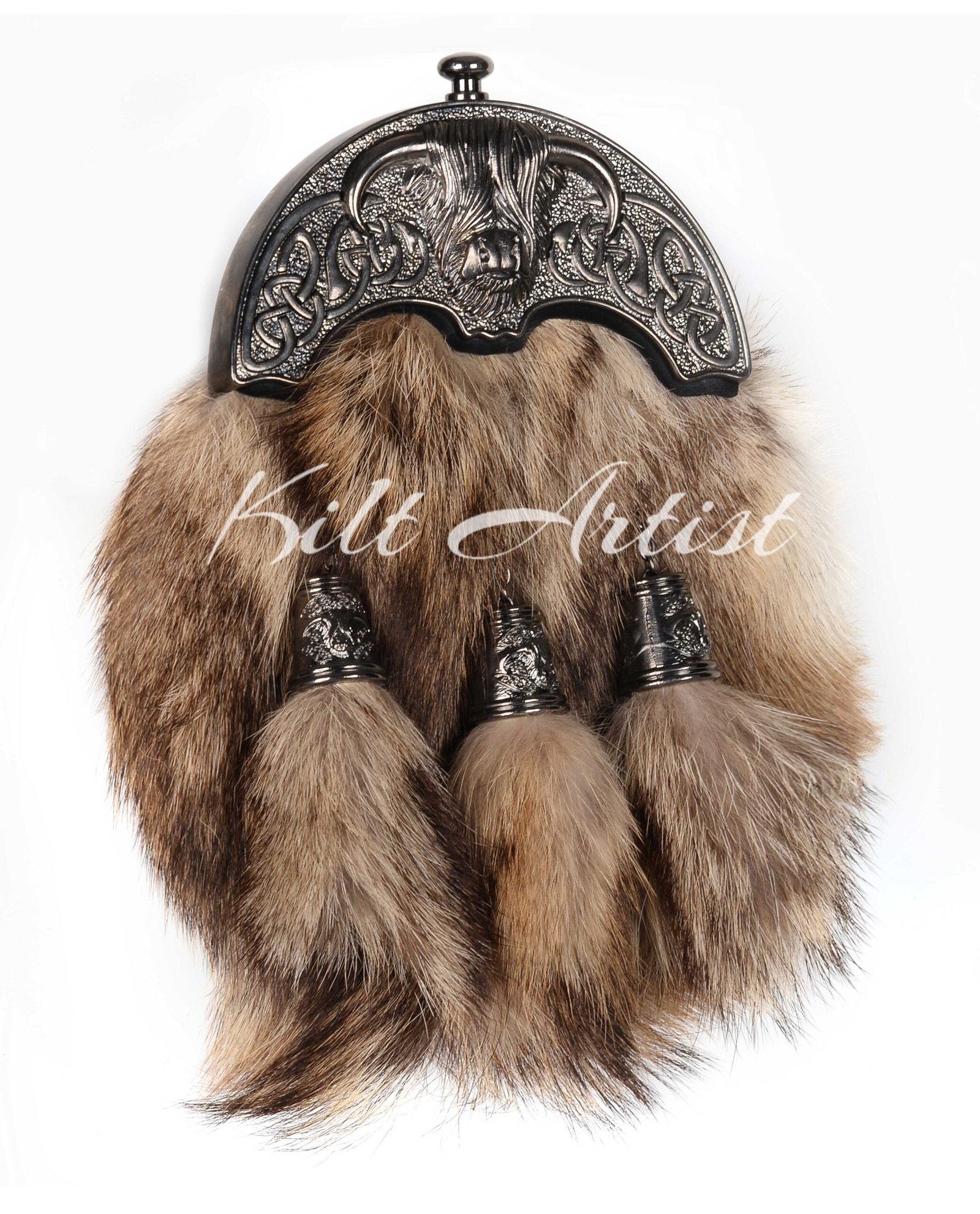 Nickle Brushed Highland Cow Coyote Fur Full Dress Sporran