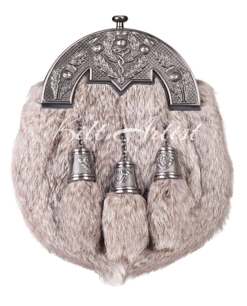 Nickle Brushed Thistle Brown Rabbit Fur Full Dress Sporran