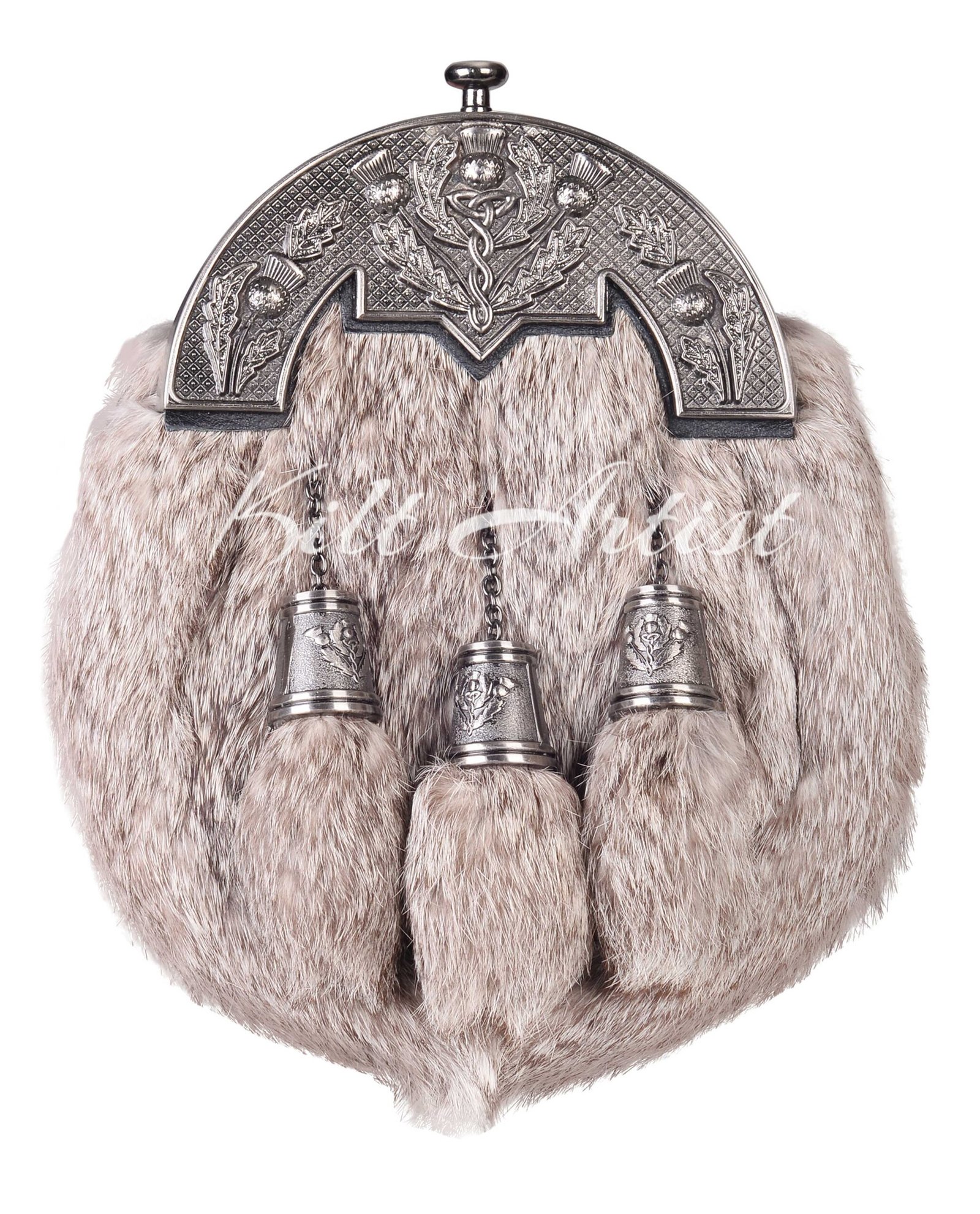 Nickle Brushed Thistle Brown Rabbit Fur Full Dress Sporran