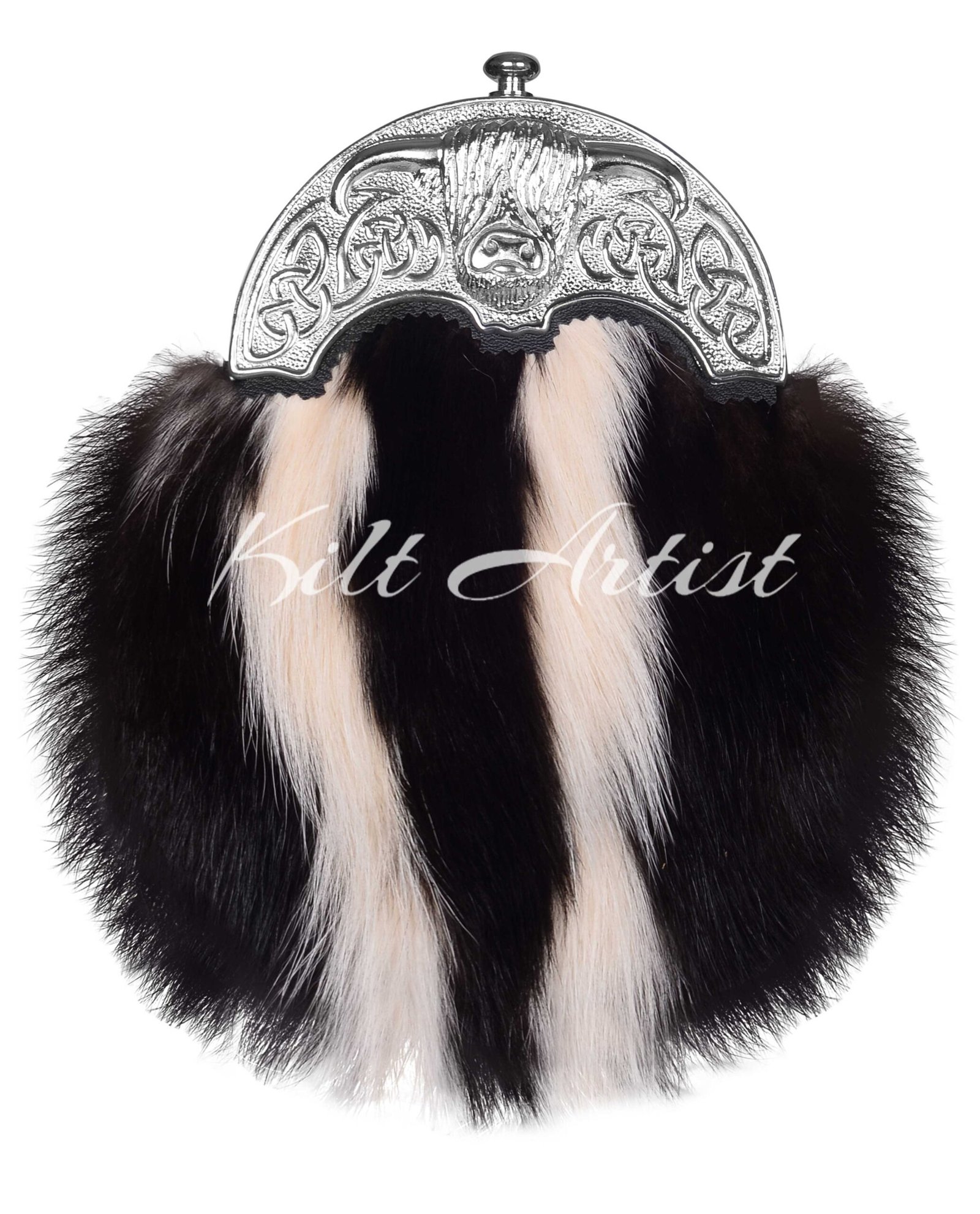 Silver Highland Cow Skunk Fur Full Dress Sporran
