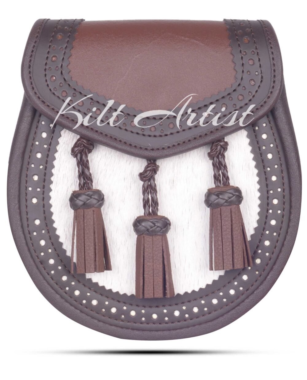 Men's Scottish Brown White Hunting Sporran