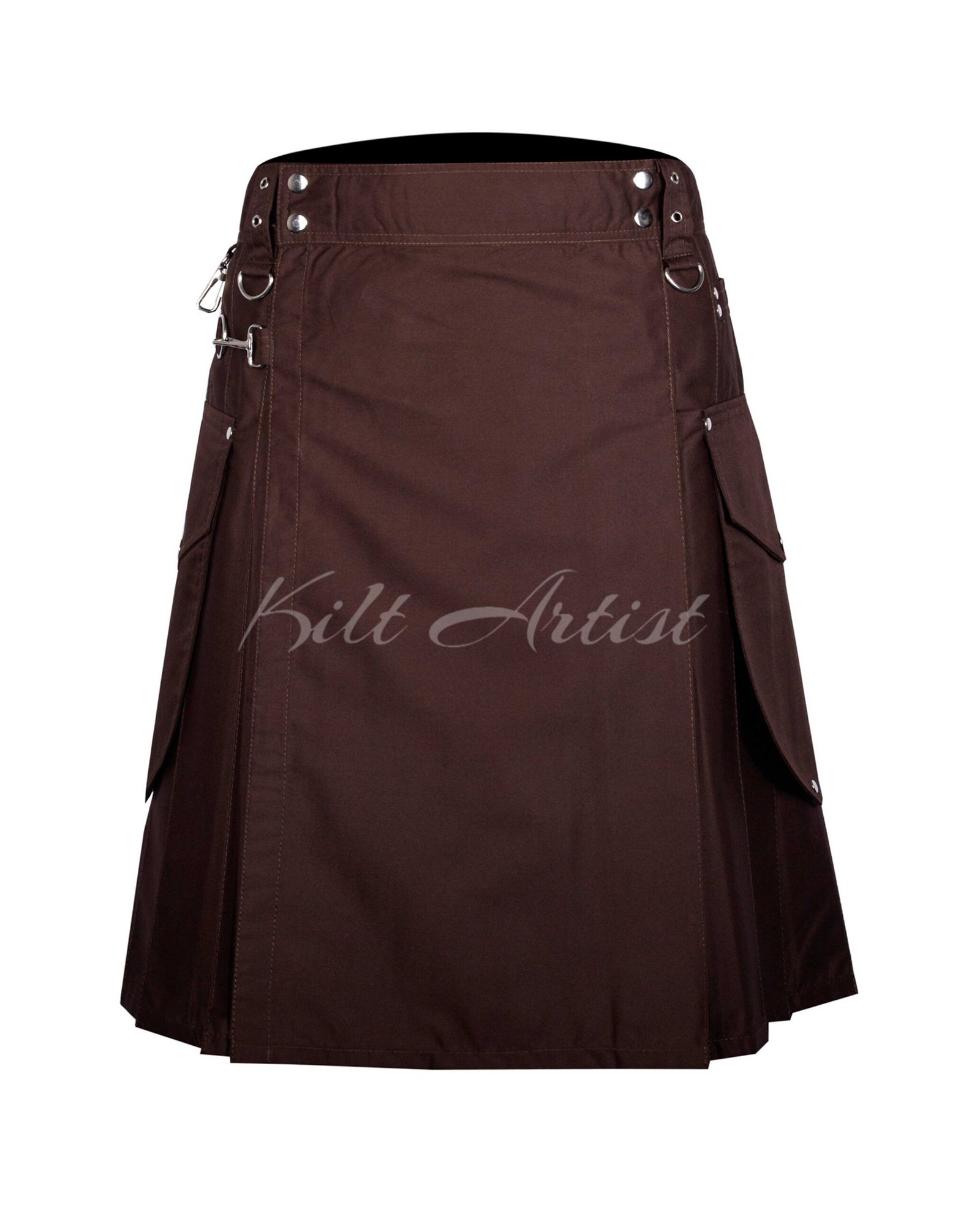 Brown Cotton Utility Kilt