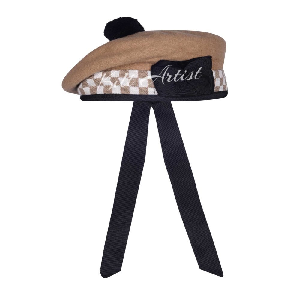 Khaki Wool Khaki White Diced Balmoral Cap