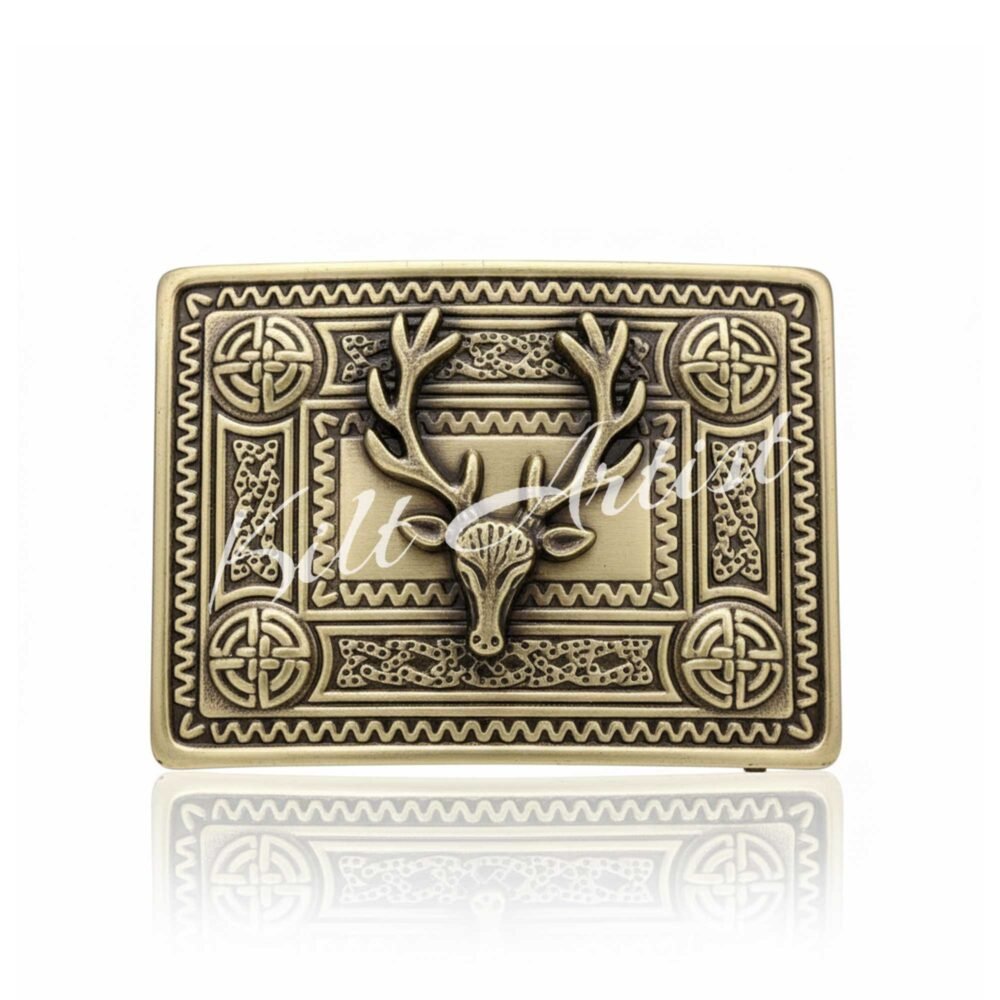 Stag Emblem Scottish Kilt Belt Buckle