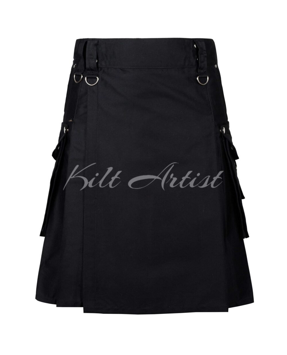 Black Cotton Gothic Utility Kilt
