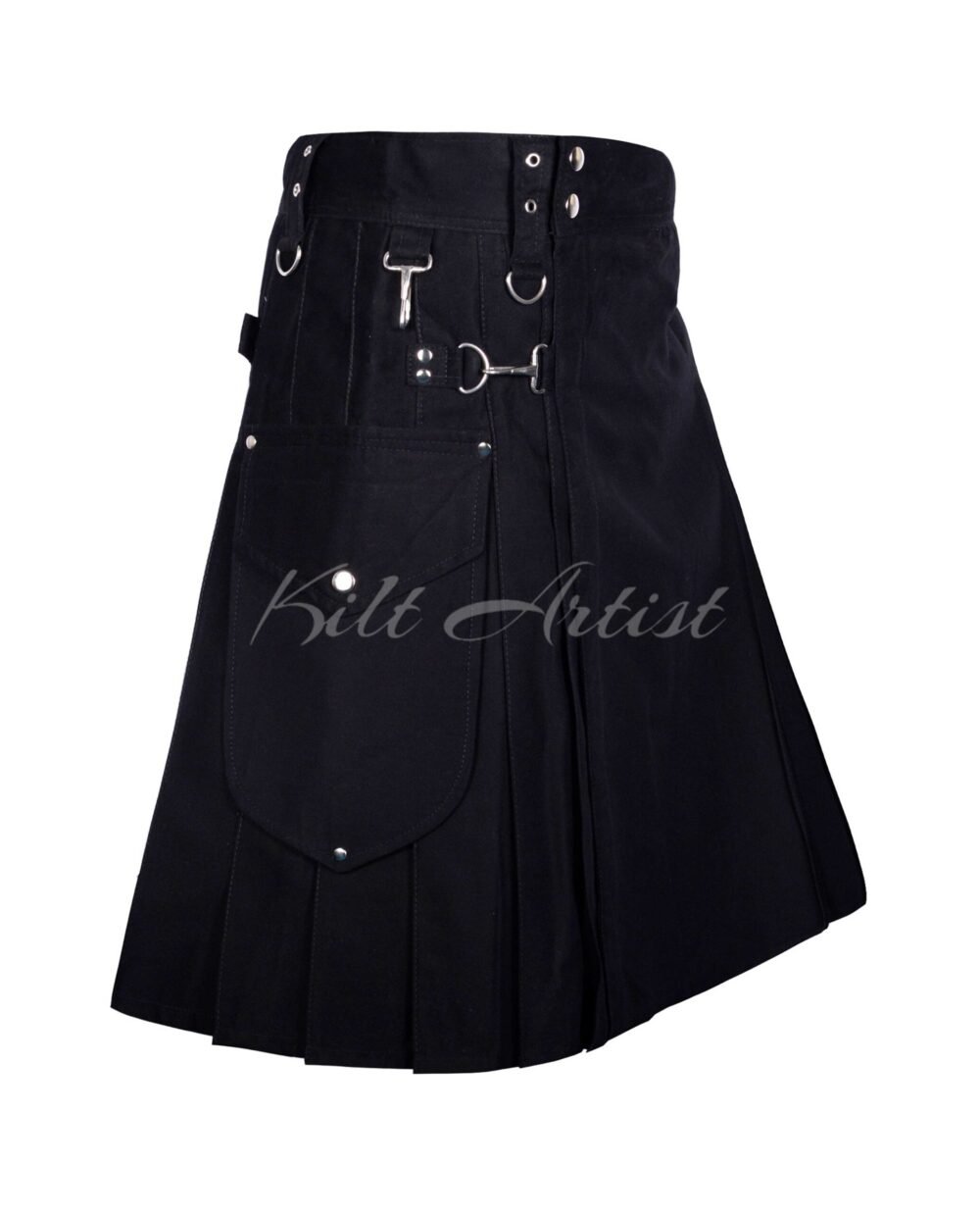 Black Cotton Utility Kilt
