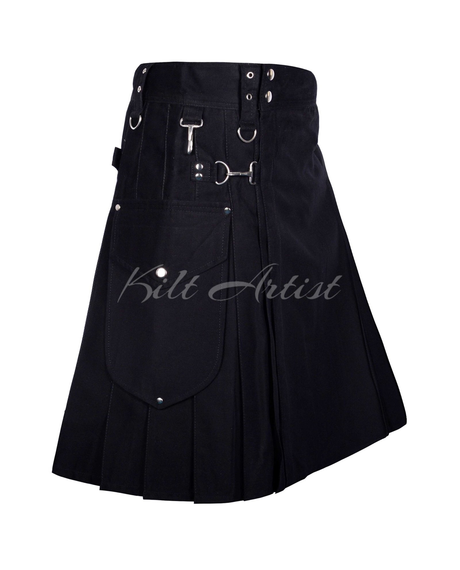 Black Cotton Utility Kilt