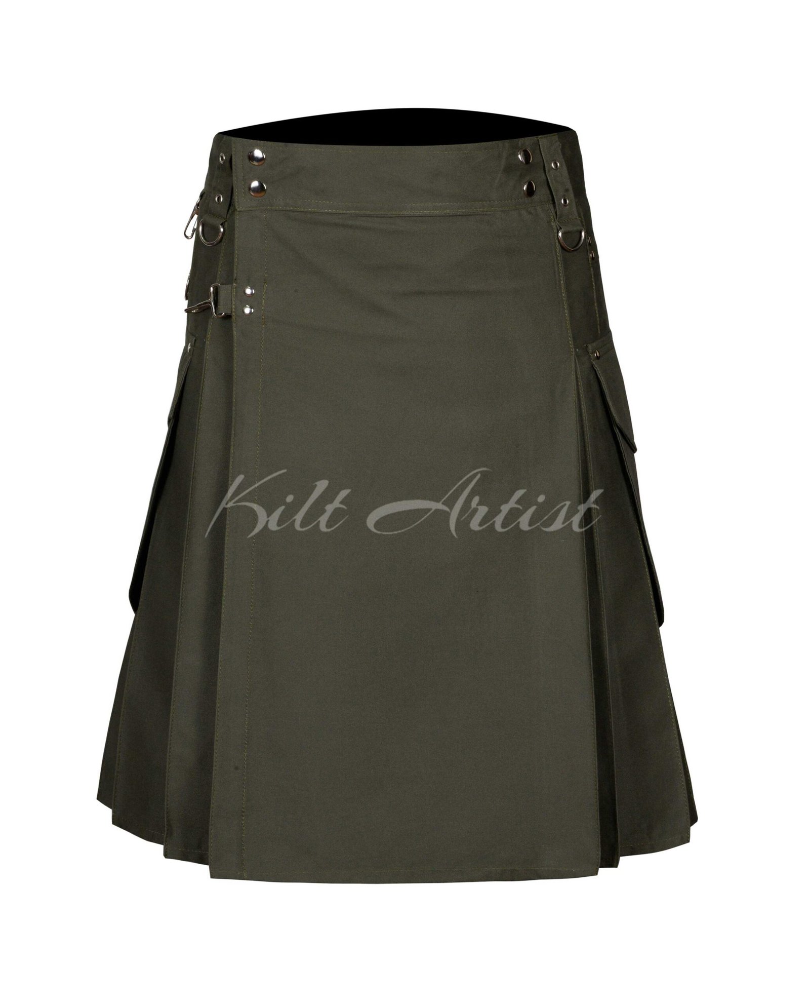 Olive Green Cotton Utility Kilt
