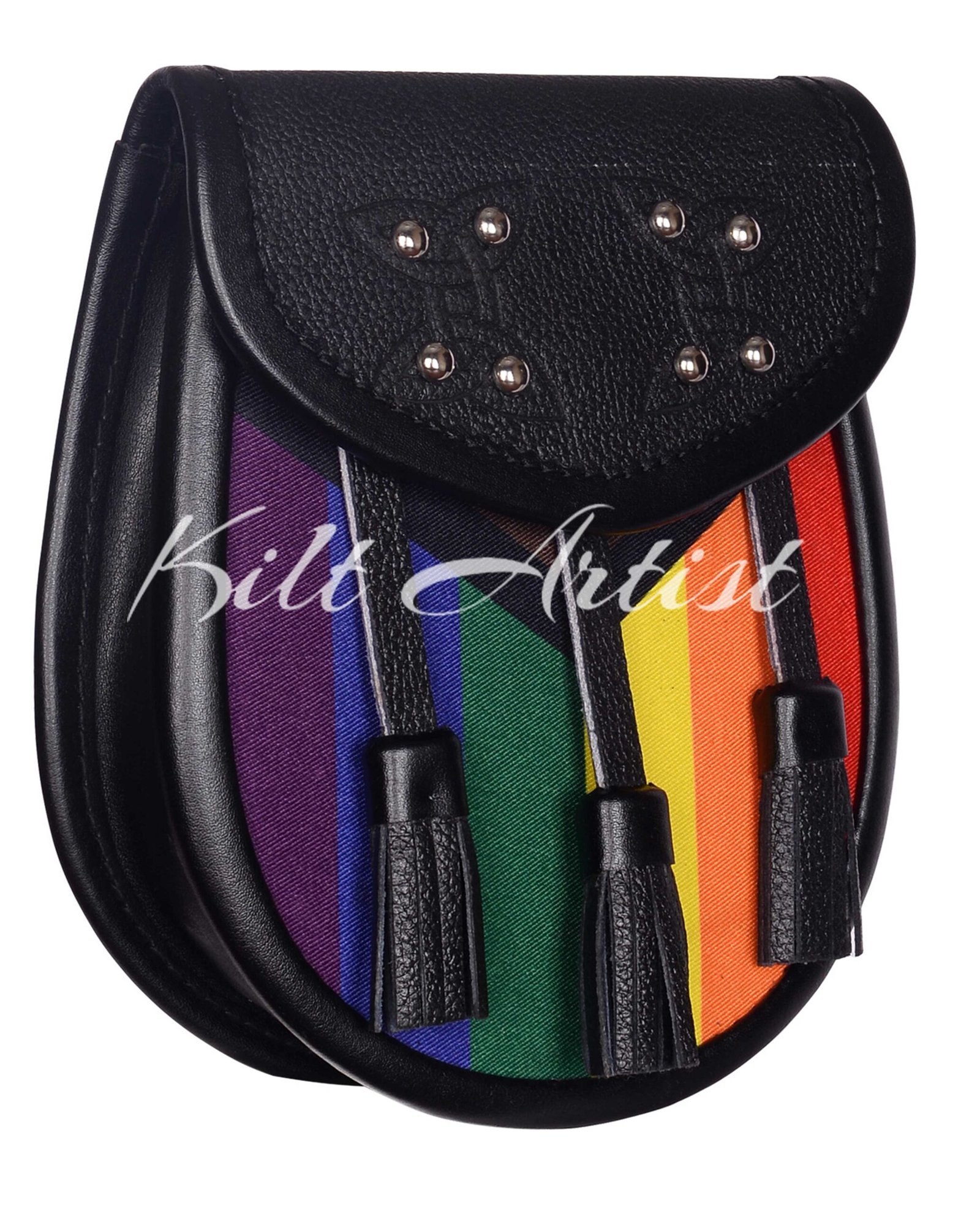Black Leather - LGBTQ Pride Flag Sporran - Image 2