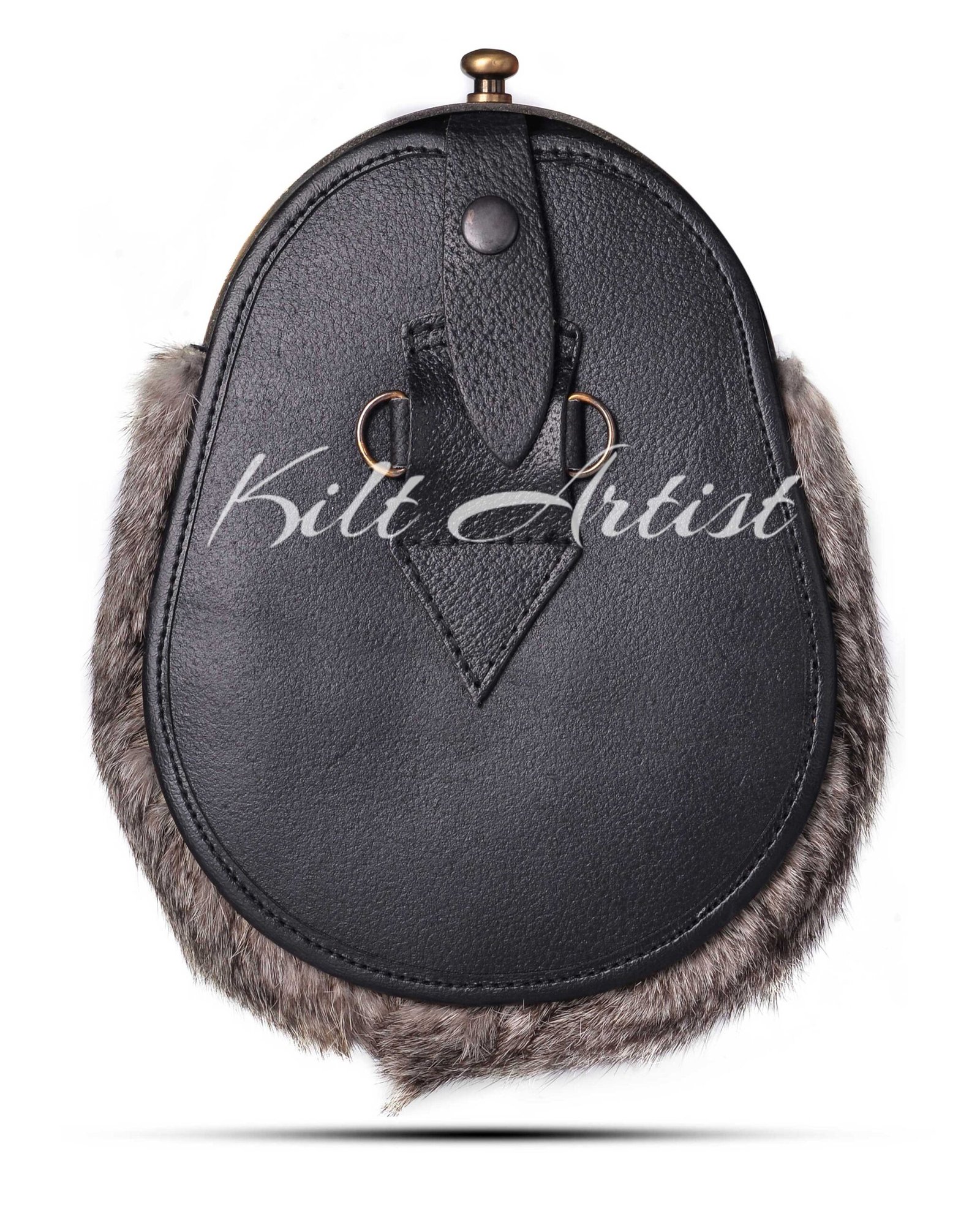 Brass Stag Head Brown Rabbit Fur Full Dress Sporran