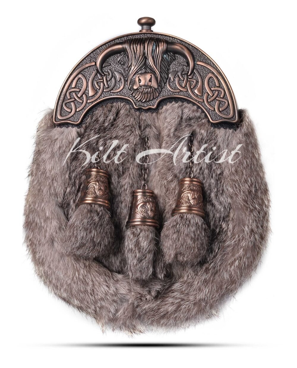 Bronze Highland Cow Brown Rabbit Fur Full Dress Sporran