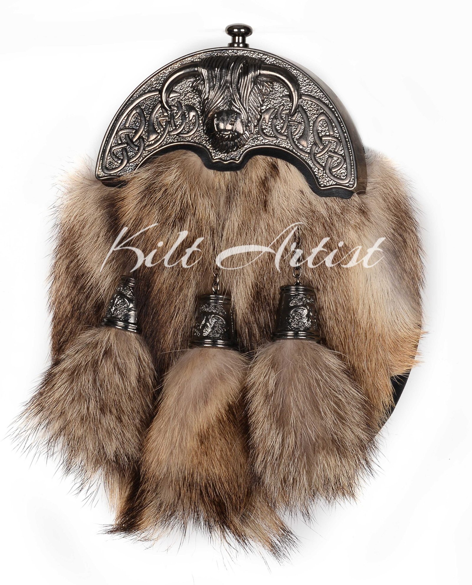 Nickle Brushed Highland Cow Coyote Fur Full Dress Sporran