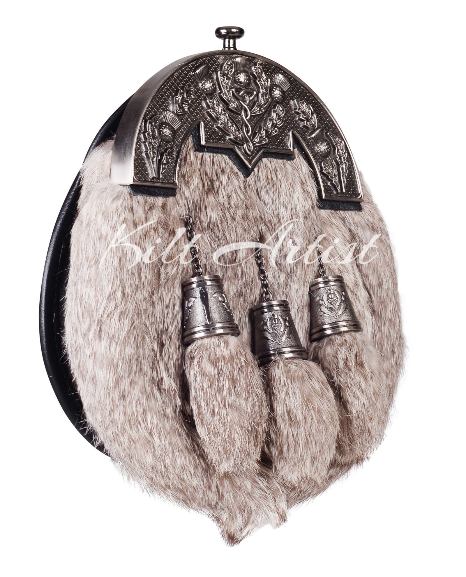 Nickle Brushed Thistle Brown Rabbit Fur Full Dress Sporran