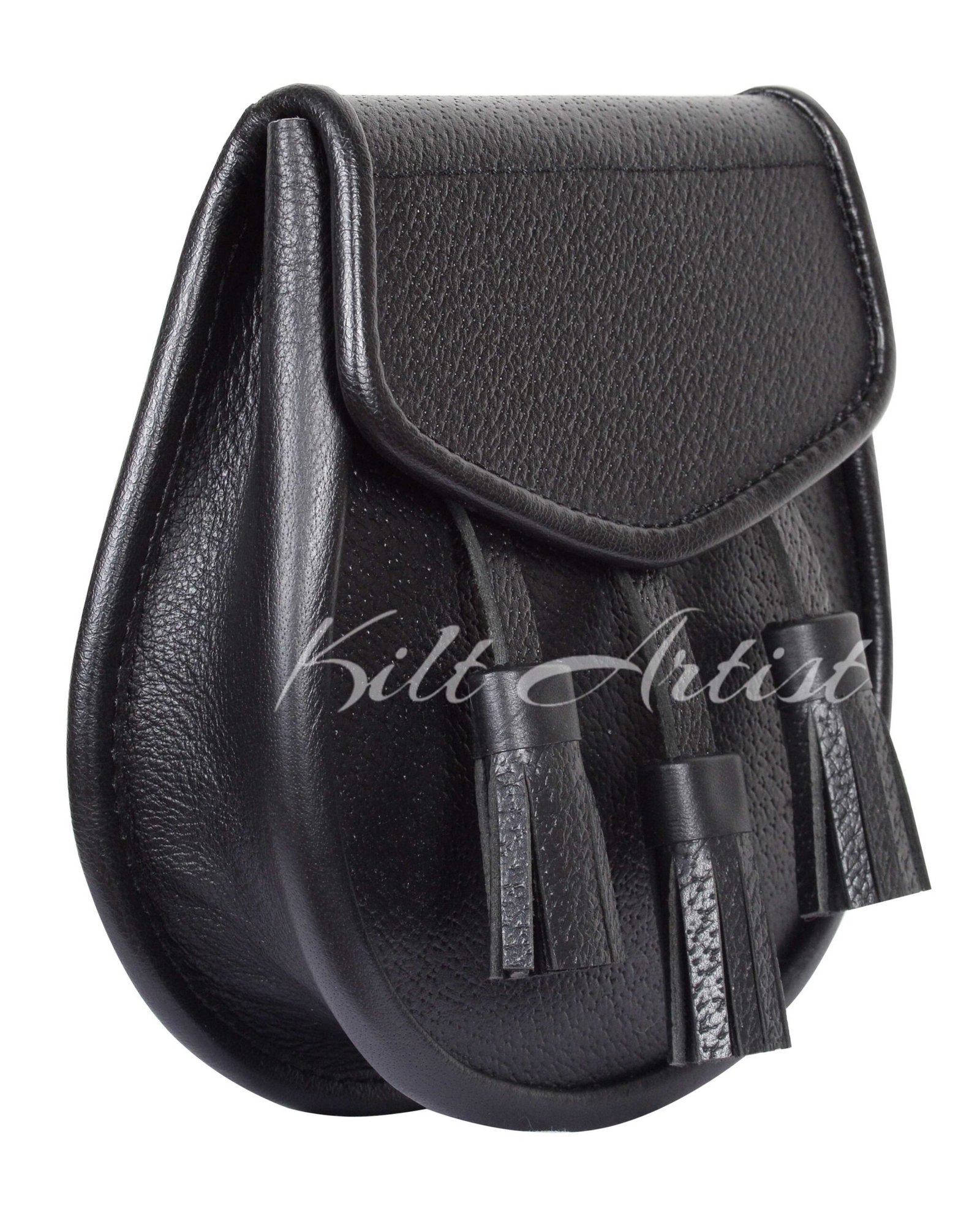 Plain Black Leather Day Sporran - Image 2
