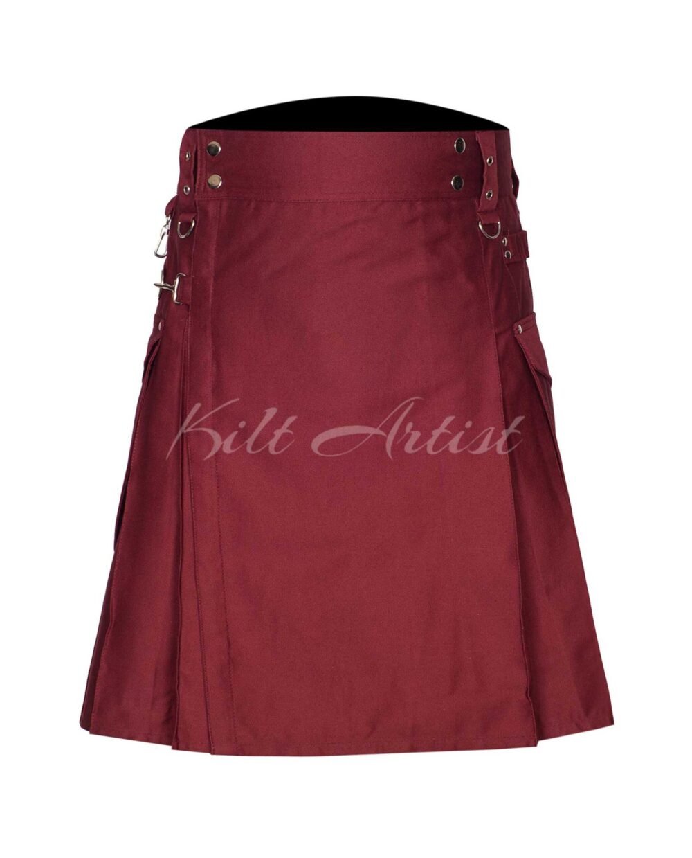 Maroon Cotton Utility Kilt