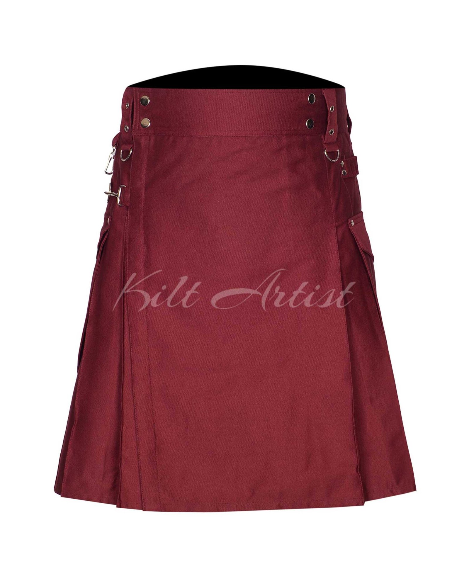 Maroon Cotton Utility Kilt