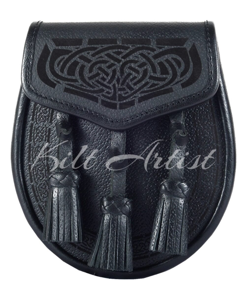 Black Leather Celtic Knot Laser Etch Day Sporran