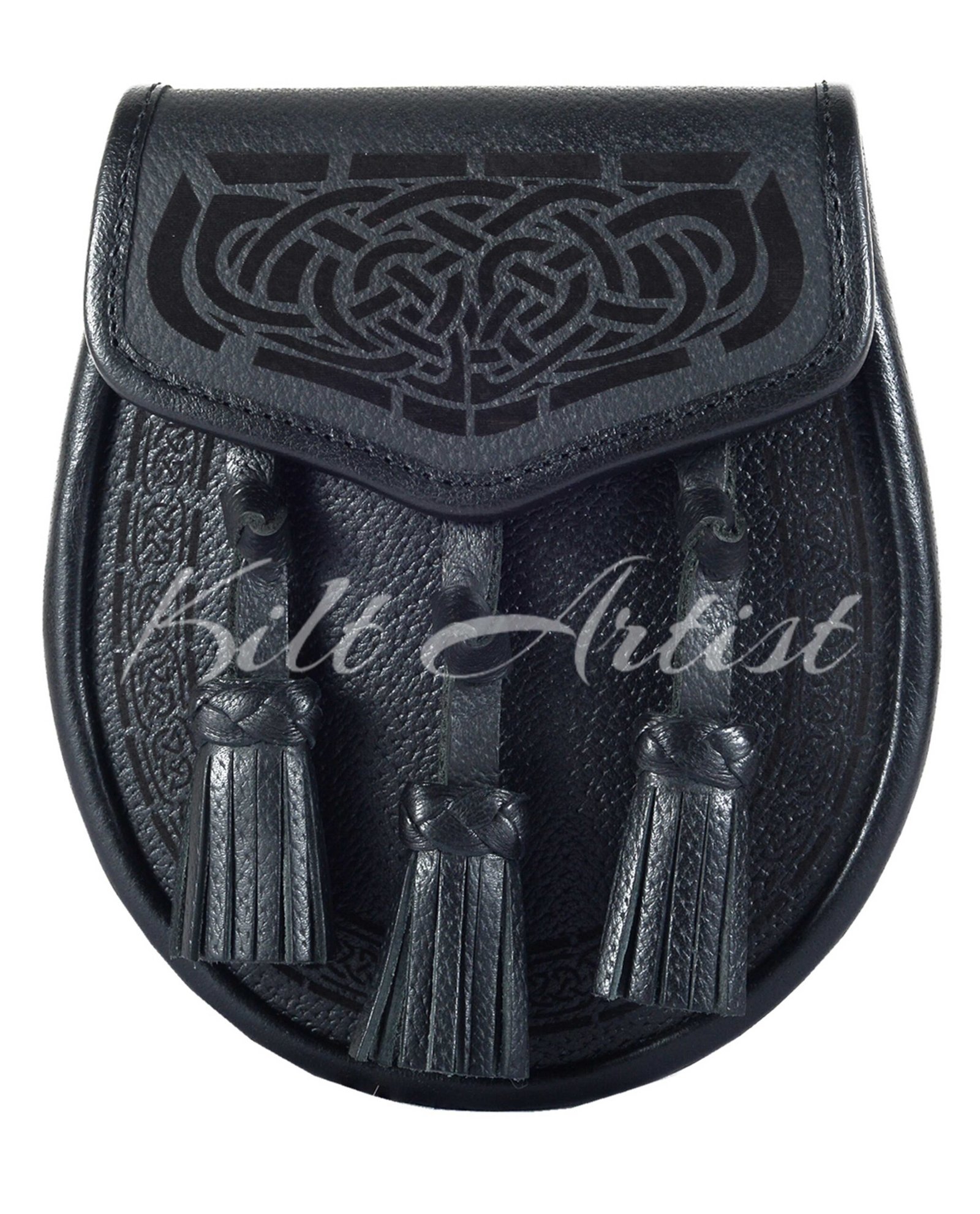 Black Leather Celtic Knot Laser Etch Day Sporran