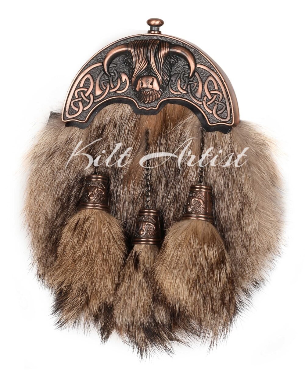 Bronze Highland Cow Coyote Fur Full Dress Sporran