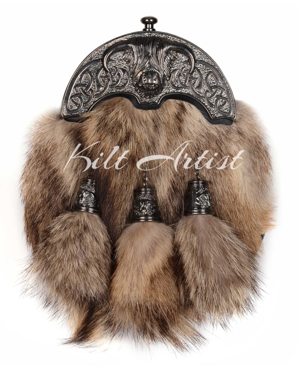Nickle Brushed Highland Cow Coyote Fur Full Dress Sporran