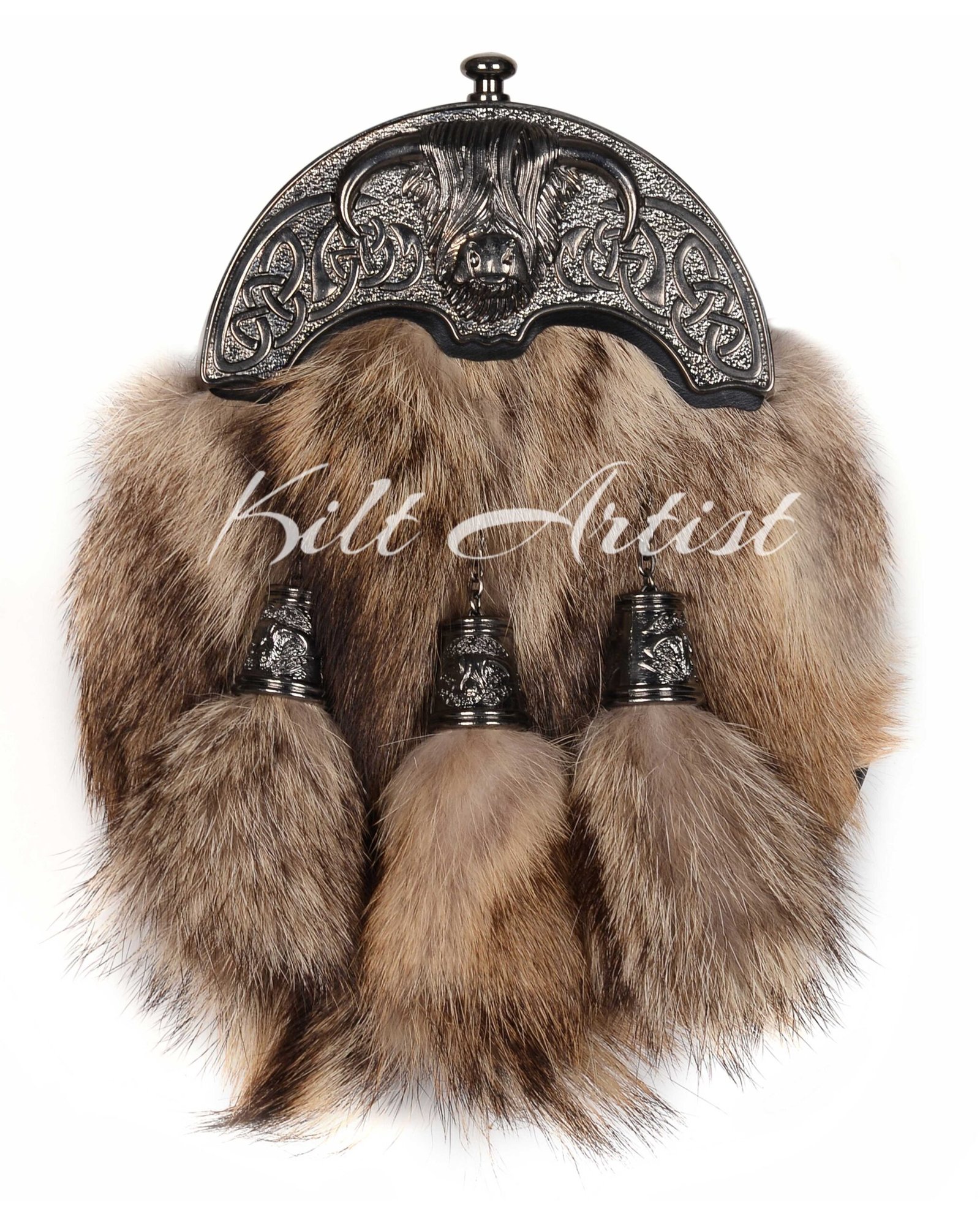 Nickle Brushed Highland Cow Coyote Fur Full Dress Sporran