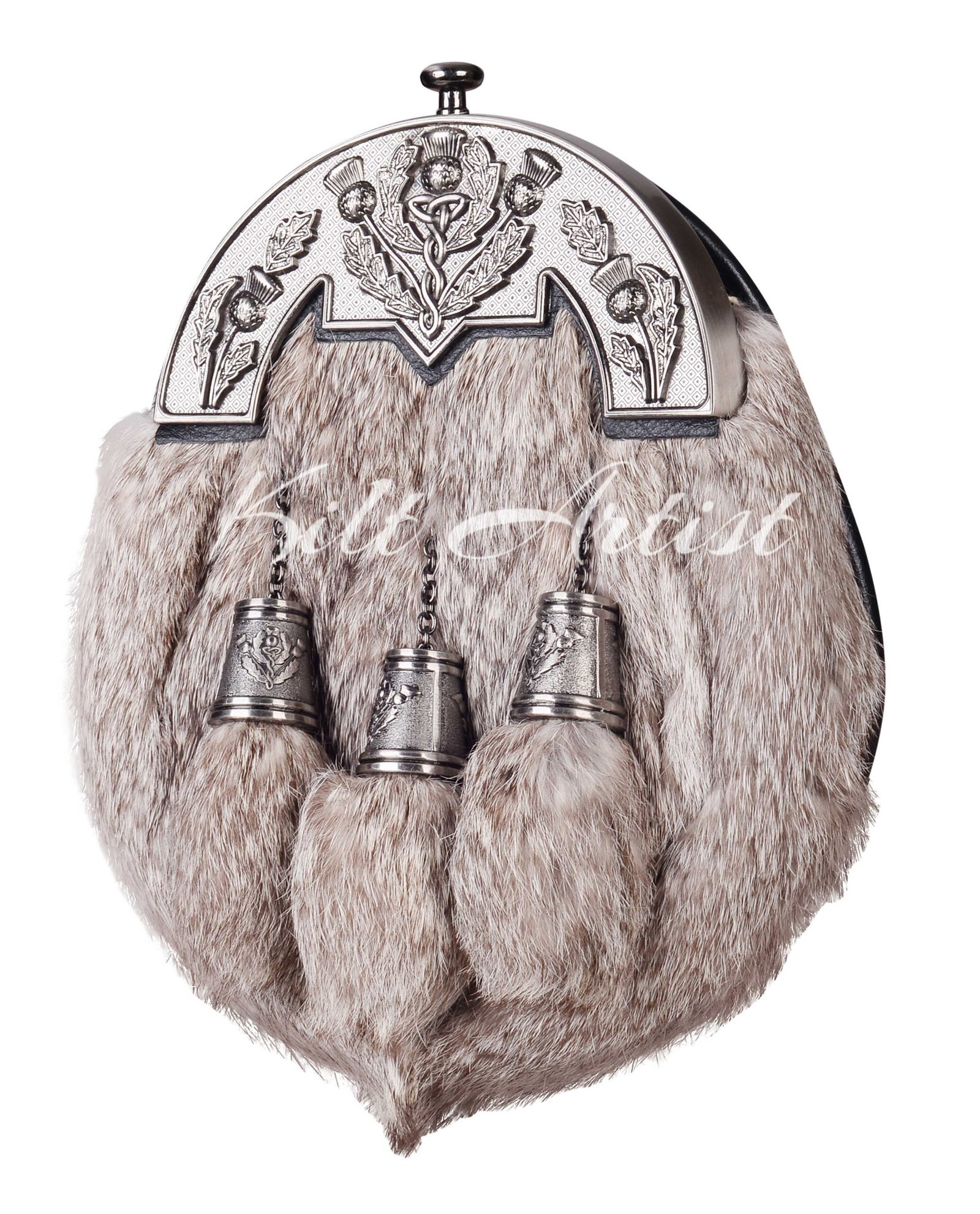 Nickle Brushed Thistle Brown Rabbit Fur Full Dress Sporran