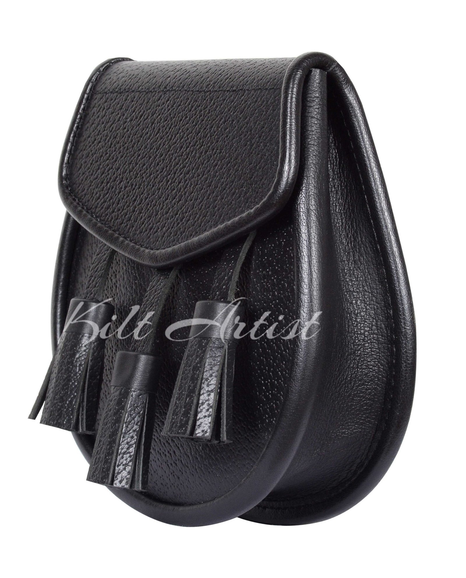 Plain Black Leather Day Sporran - Image 3
