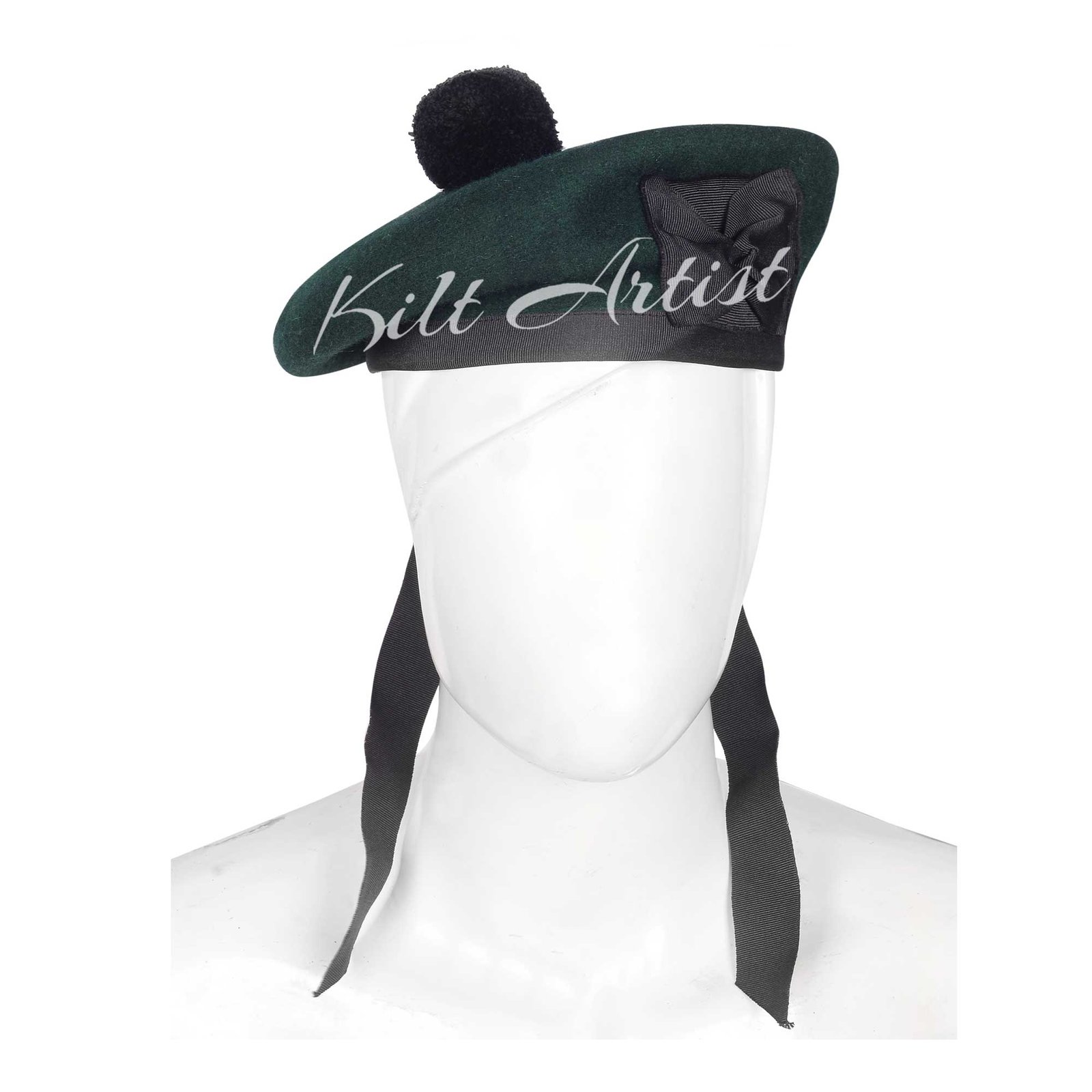 Men's Scottish Plain Green Wool Balmoral Cap