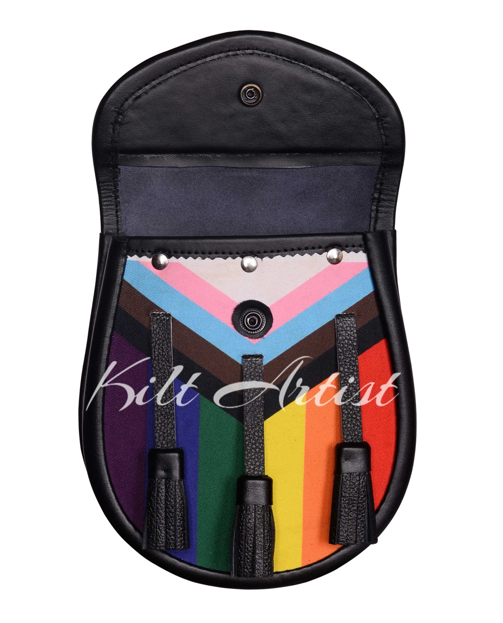 Black Leather - LGBTQ Pride Flag Sporran