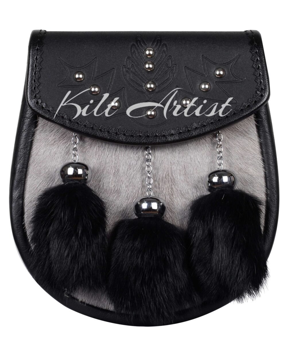 Gray Black Rabbit Fur Semi Dress Sporran