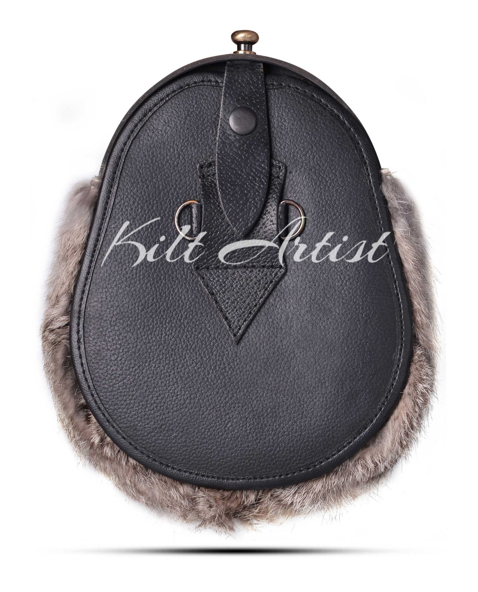 Brass Highland Cow Brown Rabbit Fur Full Dress Sporran