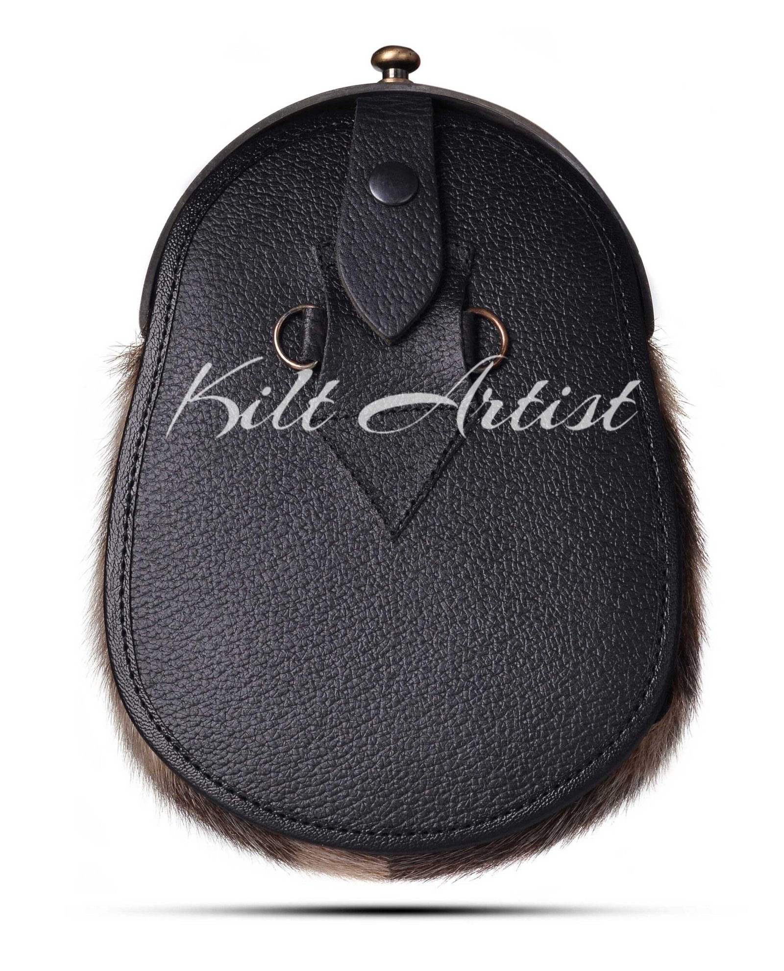 Brass Highland Cow Seal Fur Full Dress Sporran