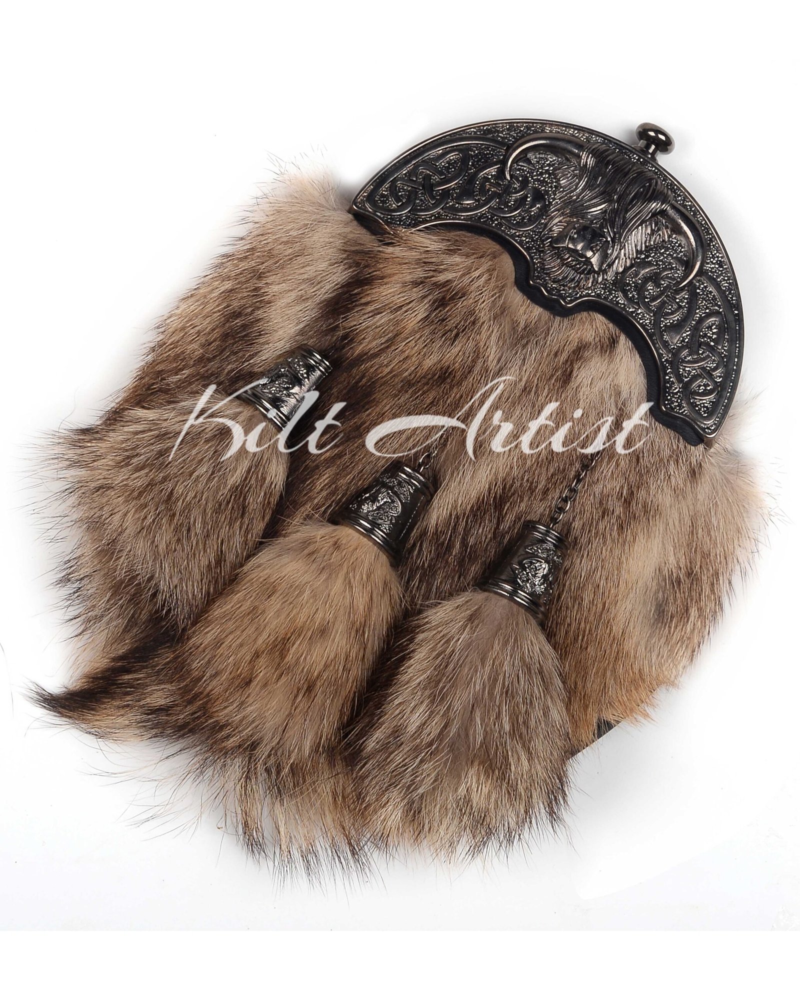 Nickle Brushed Highland Cow Coyote Fur Full Dress Sporran