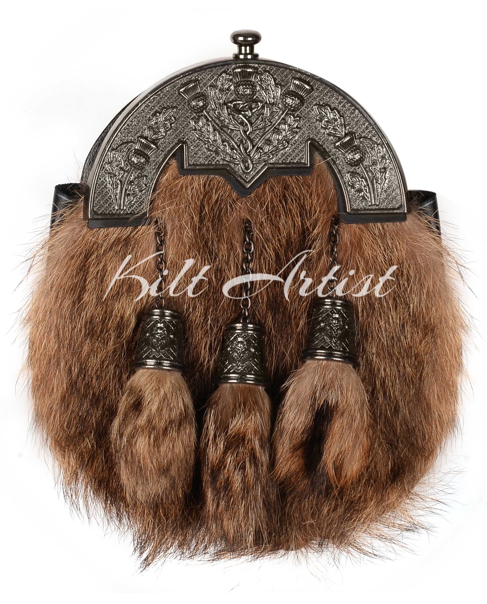 Nickle Brushed Thistle Coyote Fur Full Dress Sporran