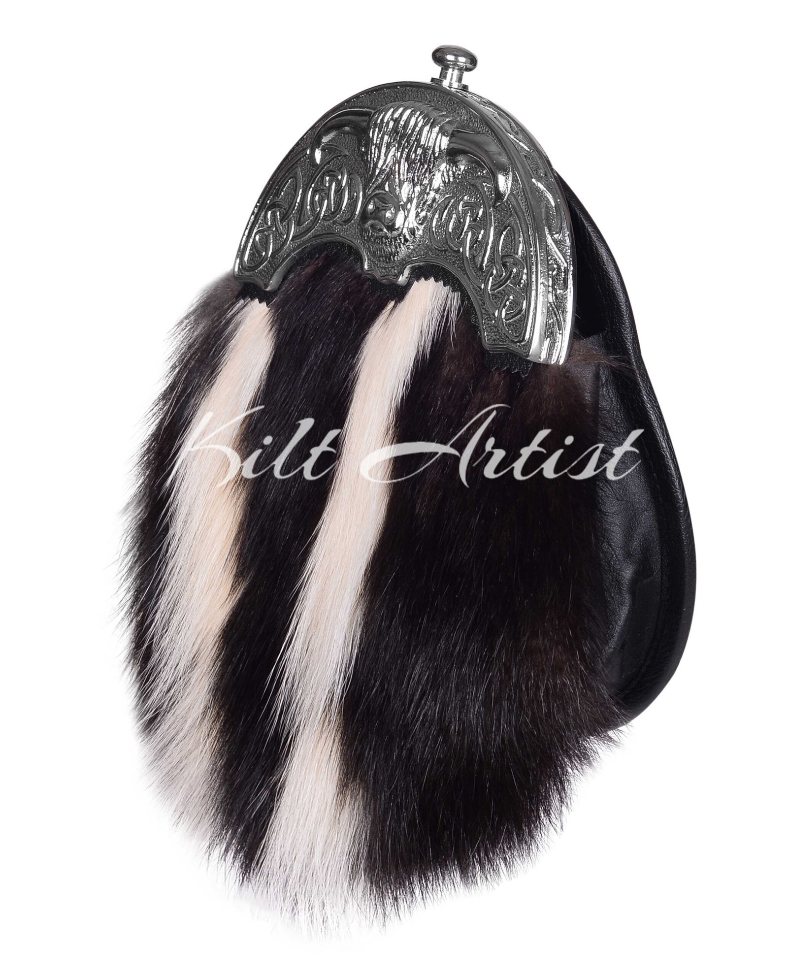 Silver Highland Cow Skunk Fur Full Dress Sporran