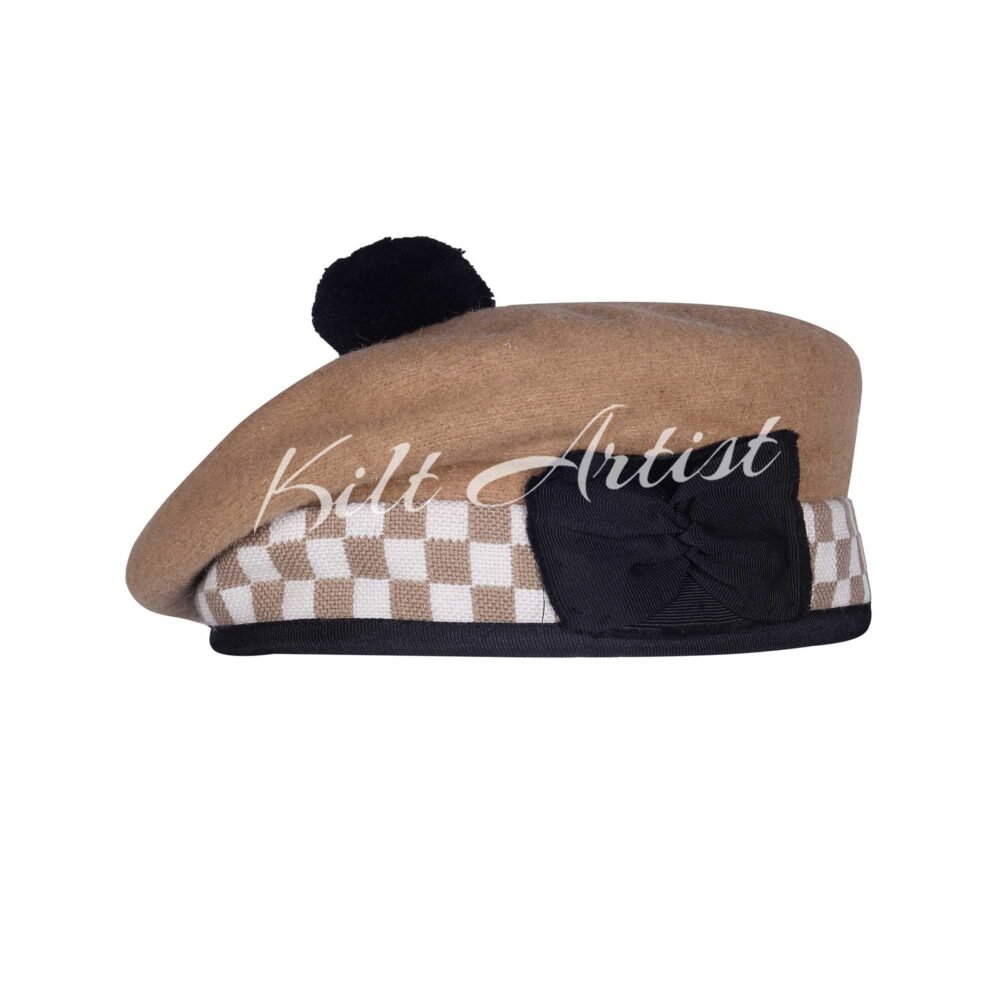 Khaki Wool Khaki White Diced Balmoral Cap