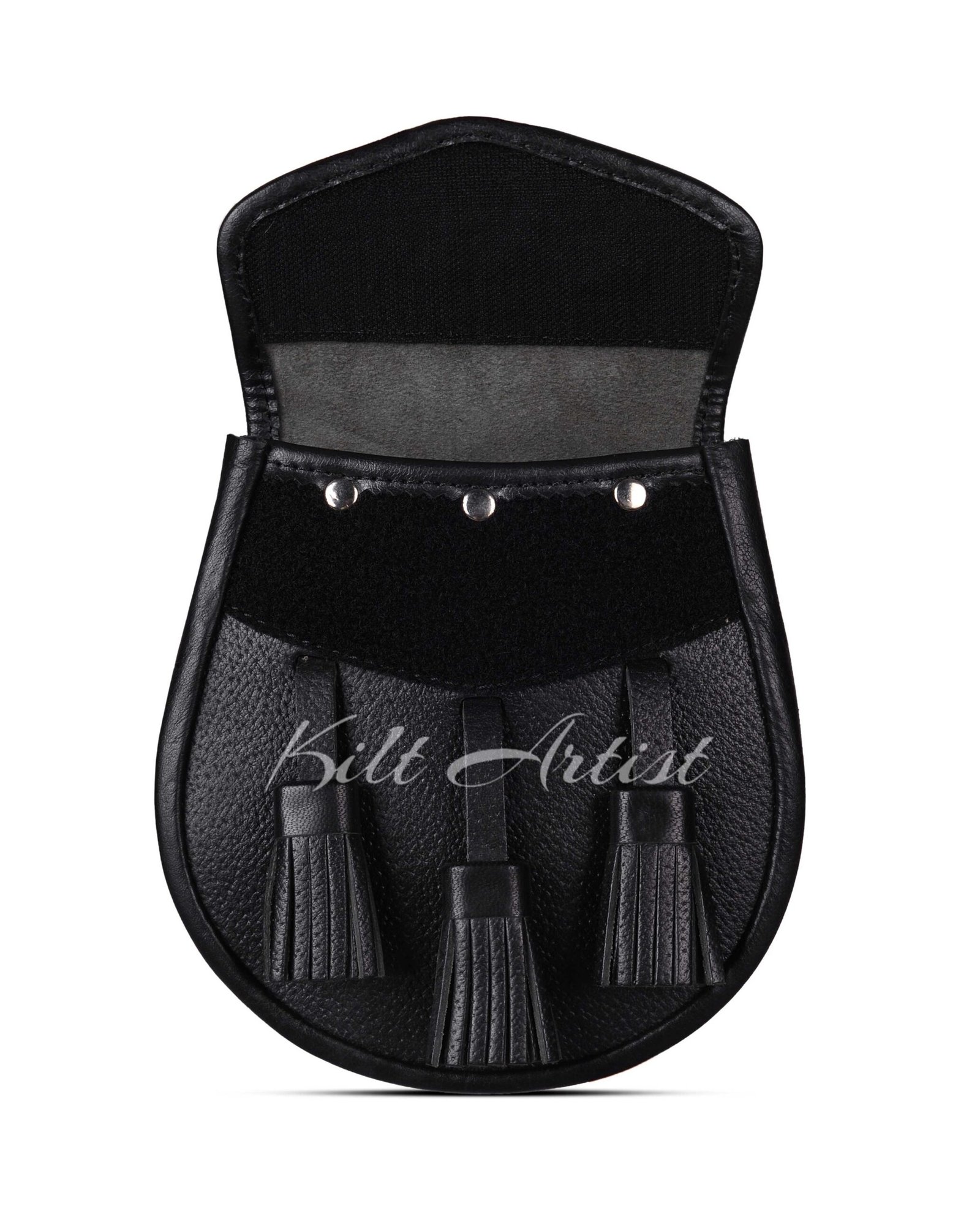 Plain Black Leather Day Sporran - Image 4