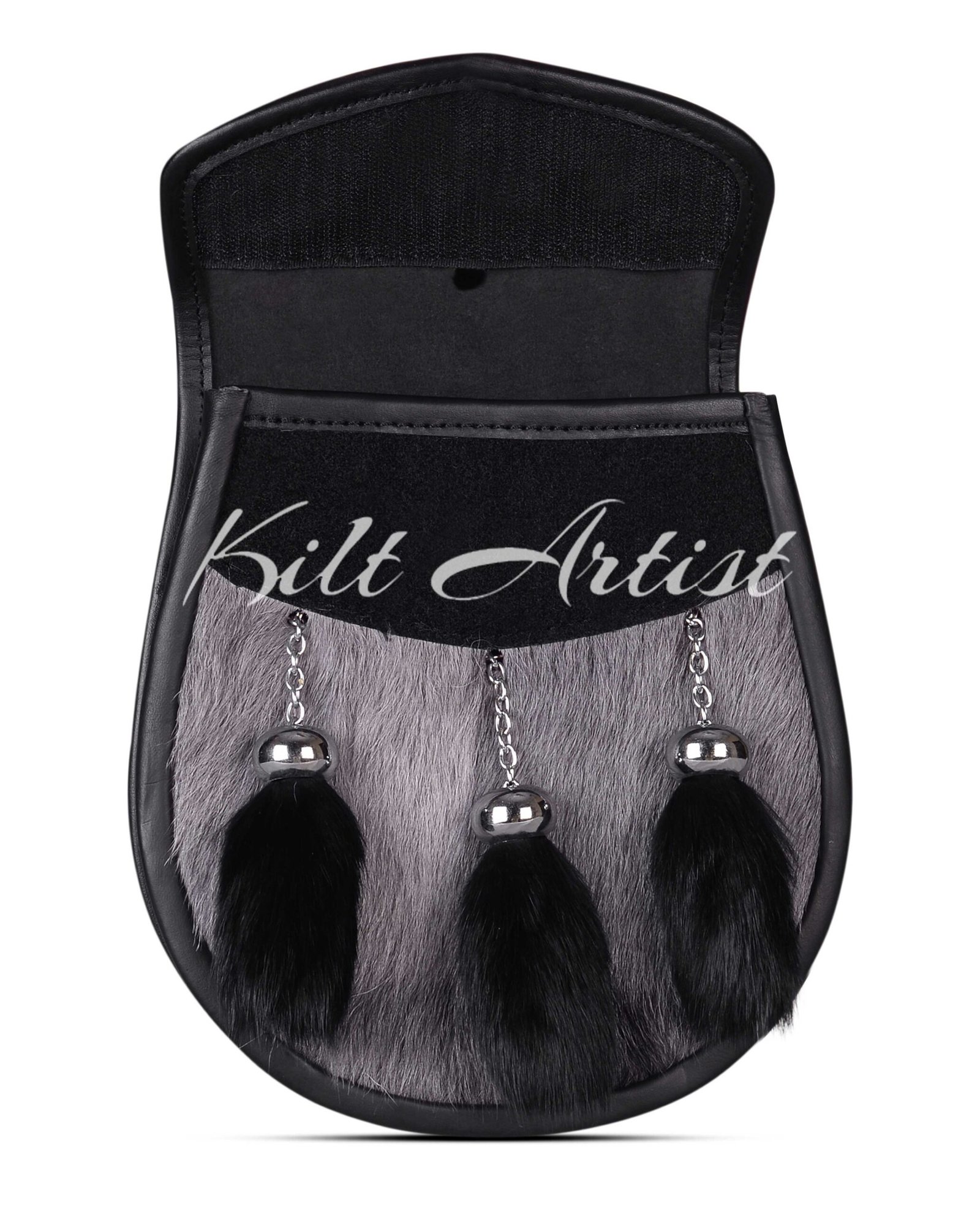 Gray Black Rabbit Fur Semi Dress Sporran