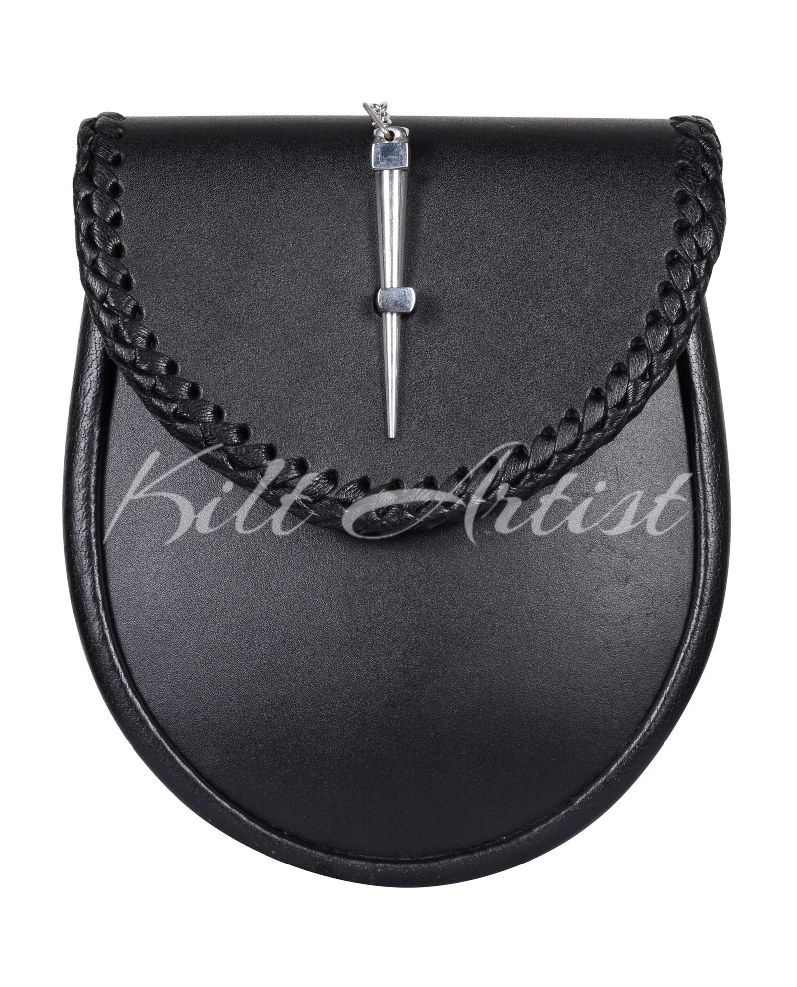 Black Leather Pin Lock Plain Day Sporran