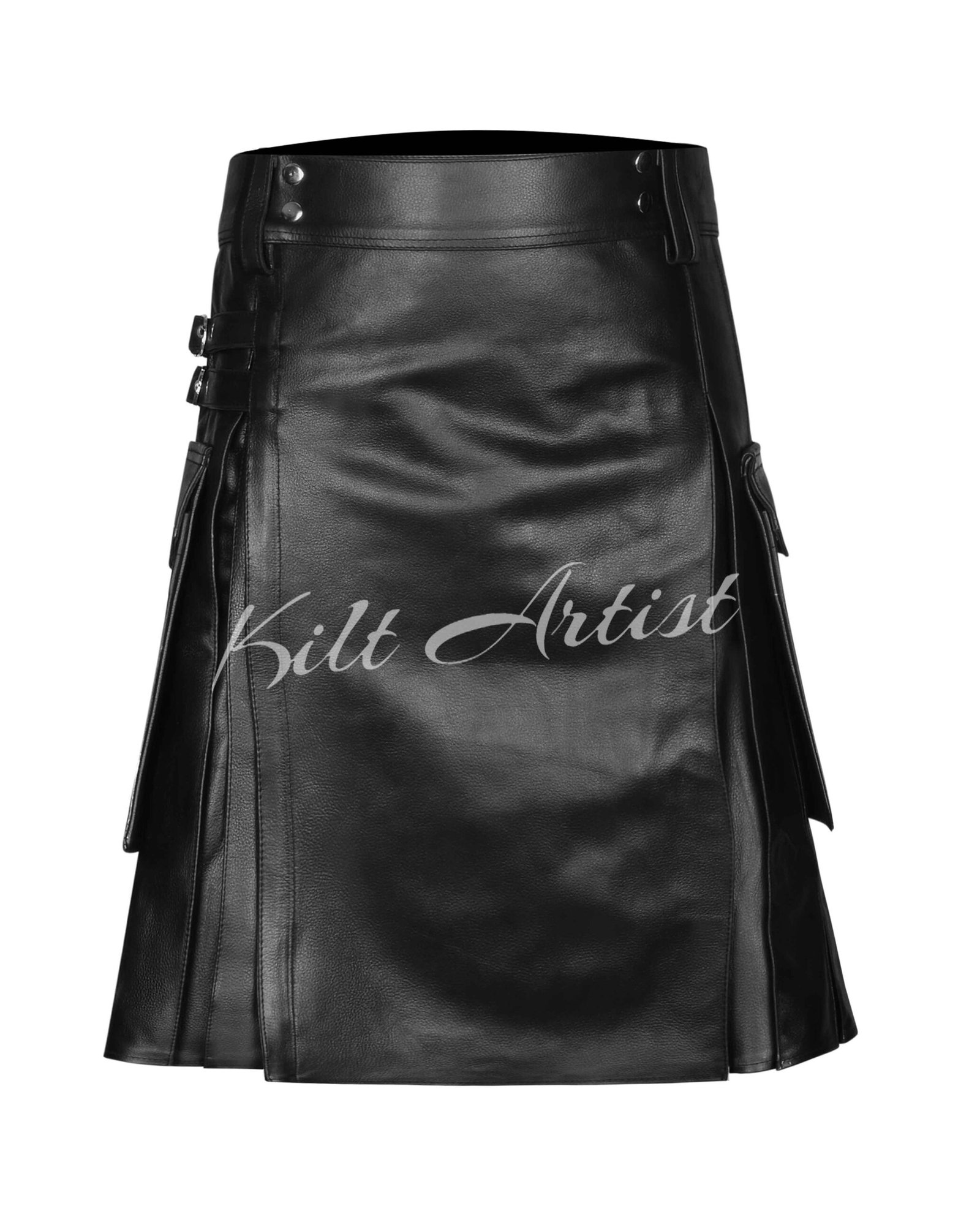 Black Leather Utility Kilt