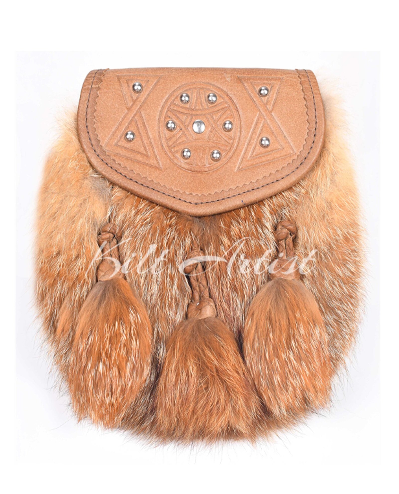 Scottish Brown Leather real Fur Sami Dress Sporran