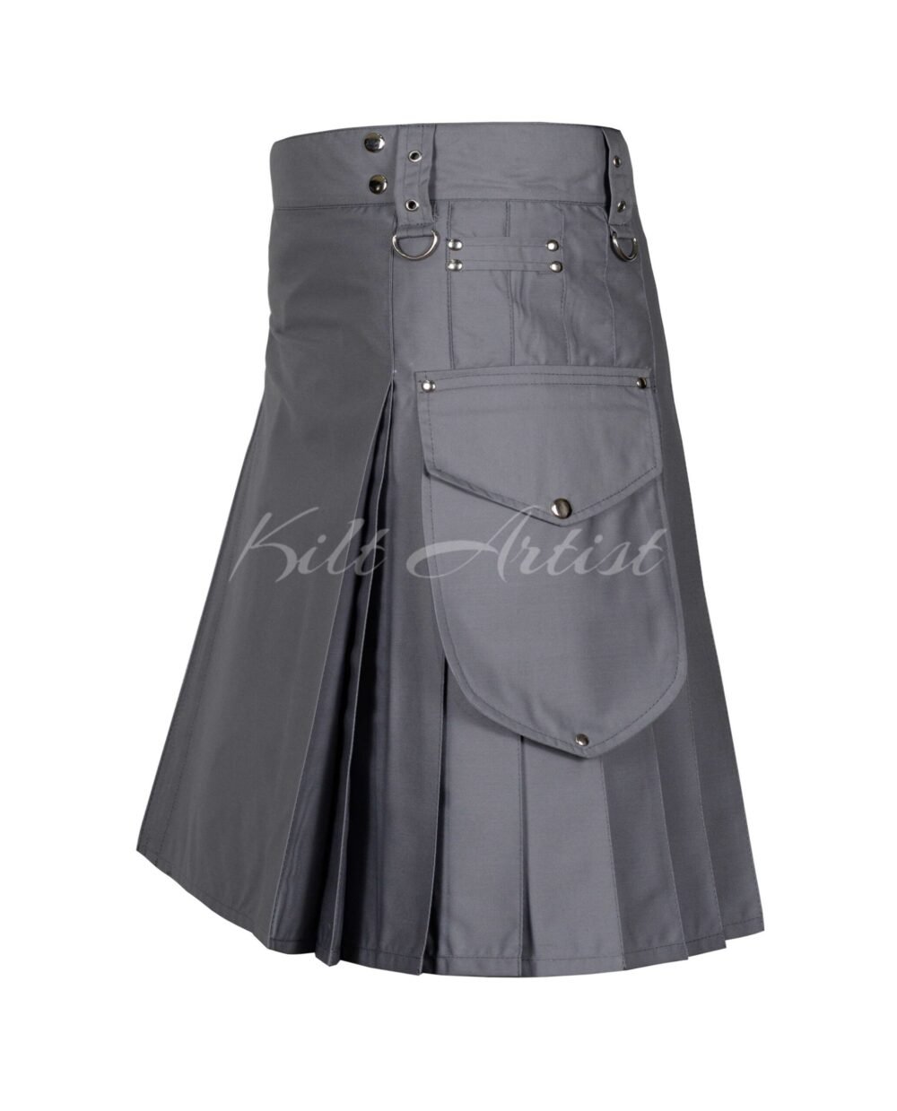 Grey Cotton Utility Kilt