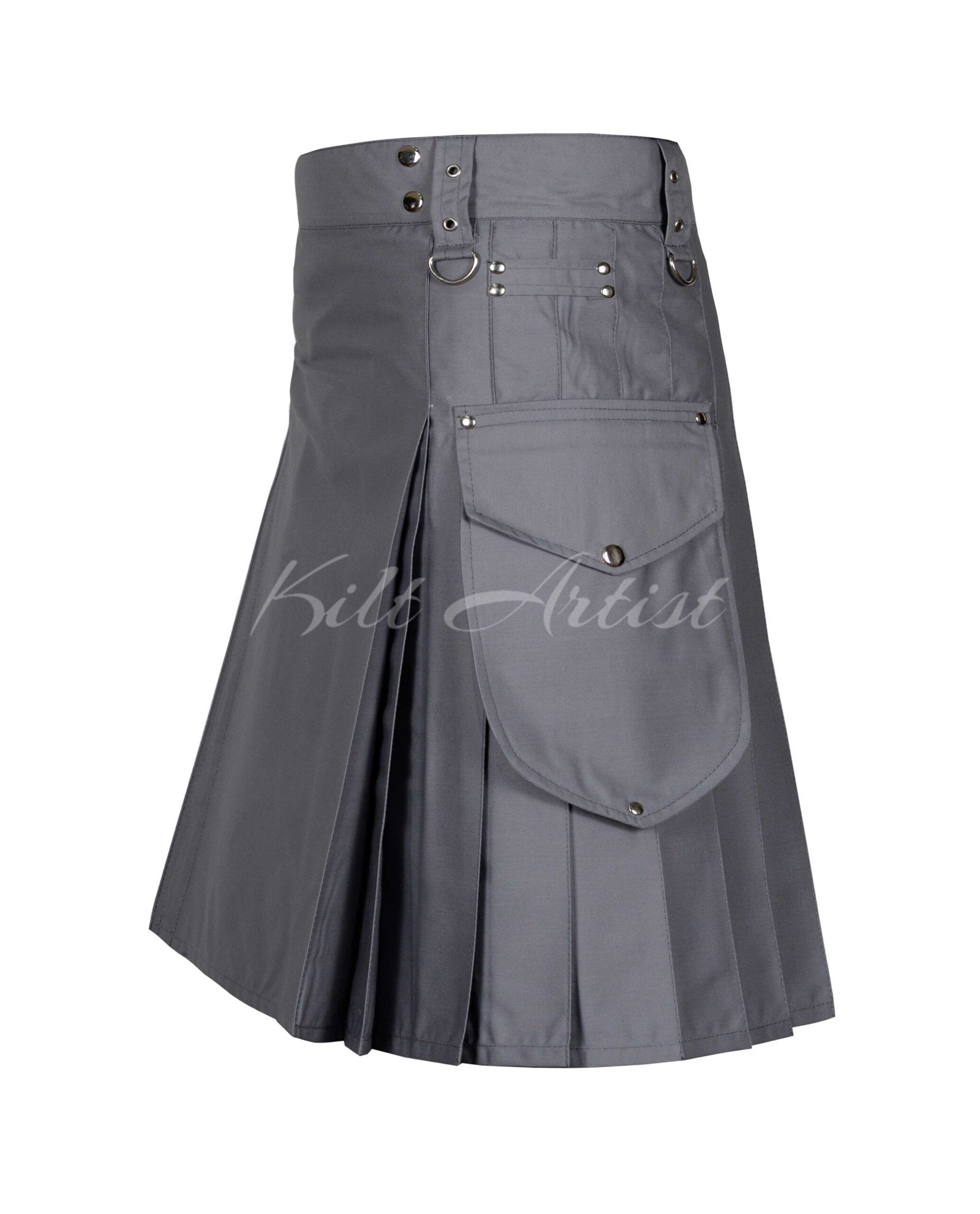 Grey Cotton Utility Kilt