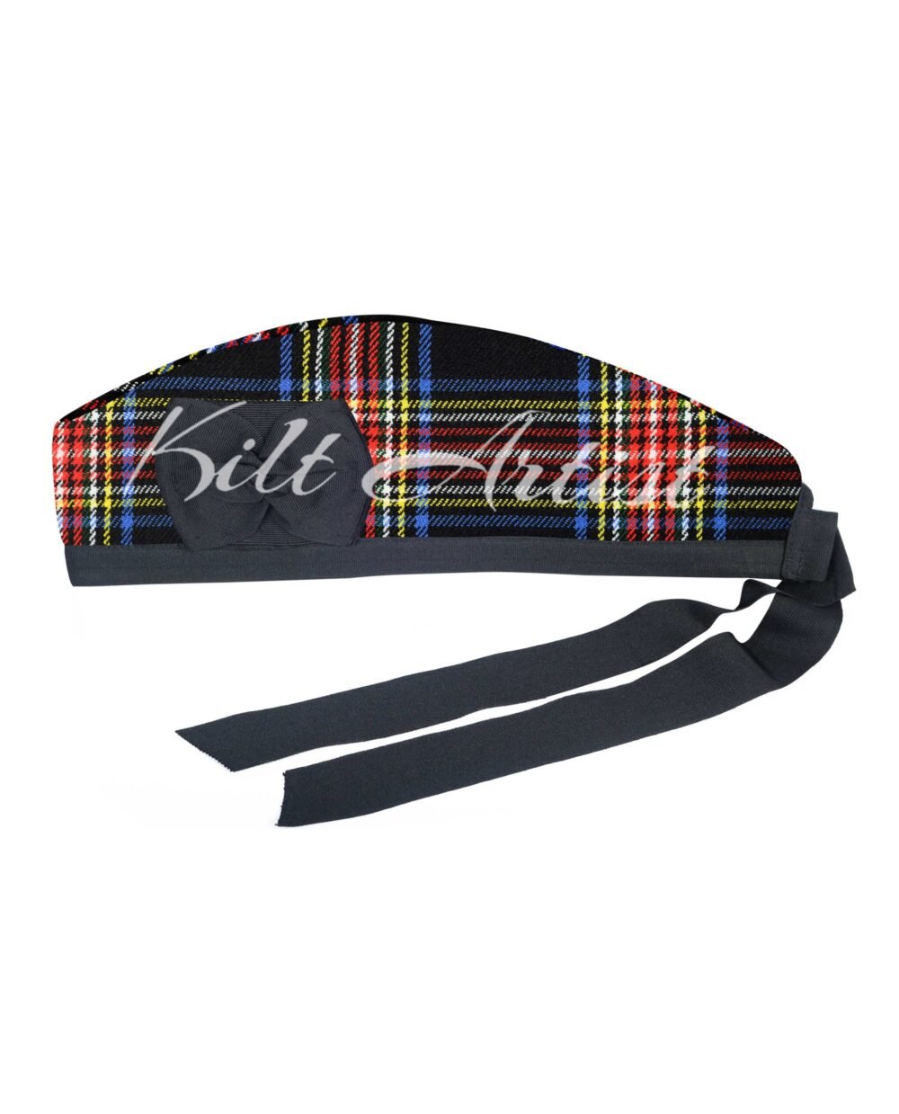 Black Stewart Tartan Glengarry Cap