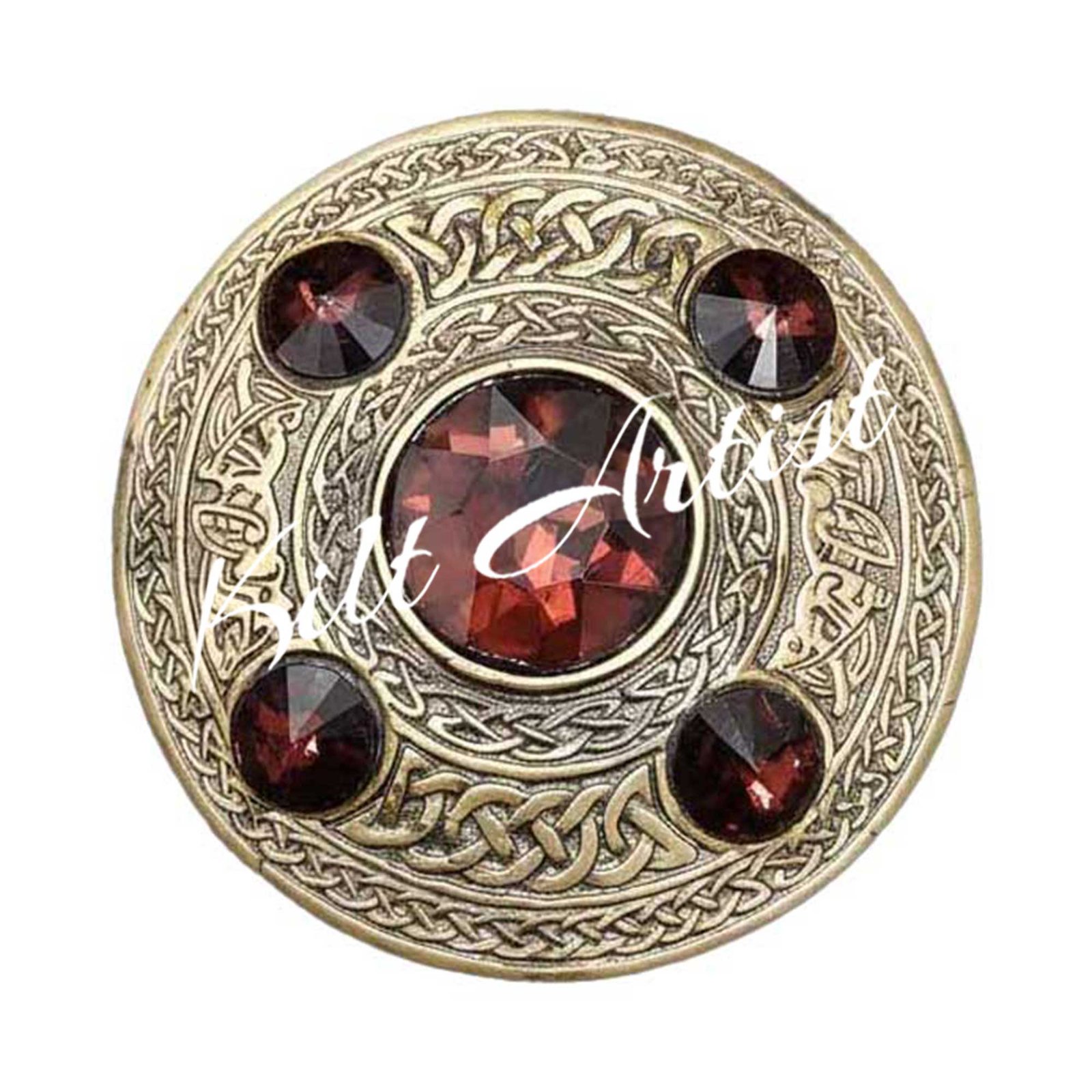 Scottish Fly plaid Brooch Pin Brown Crystal