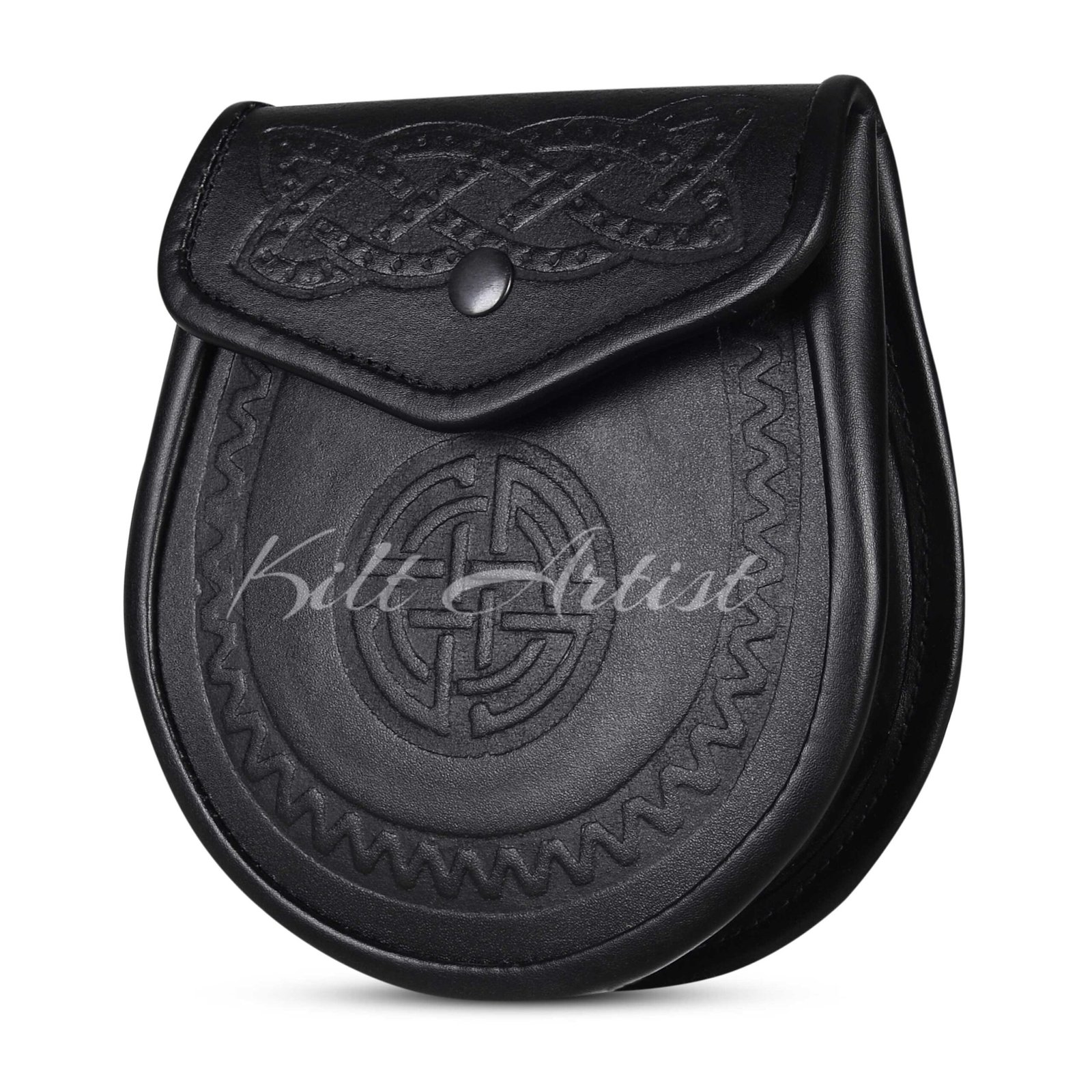 Double Embossed Black Leather Day Sporran - Image 3