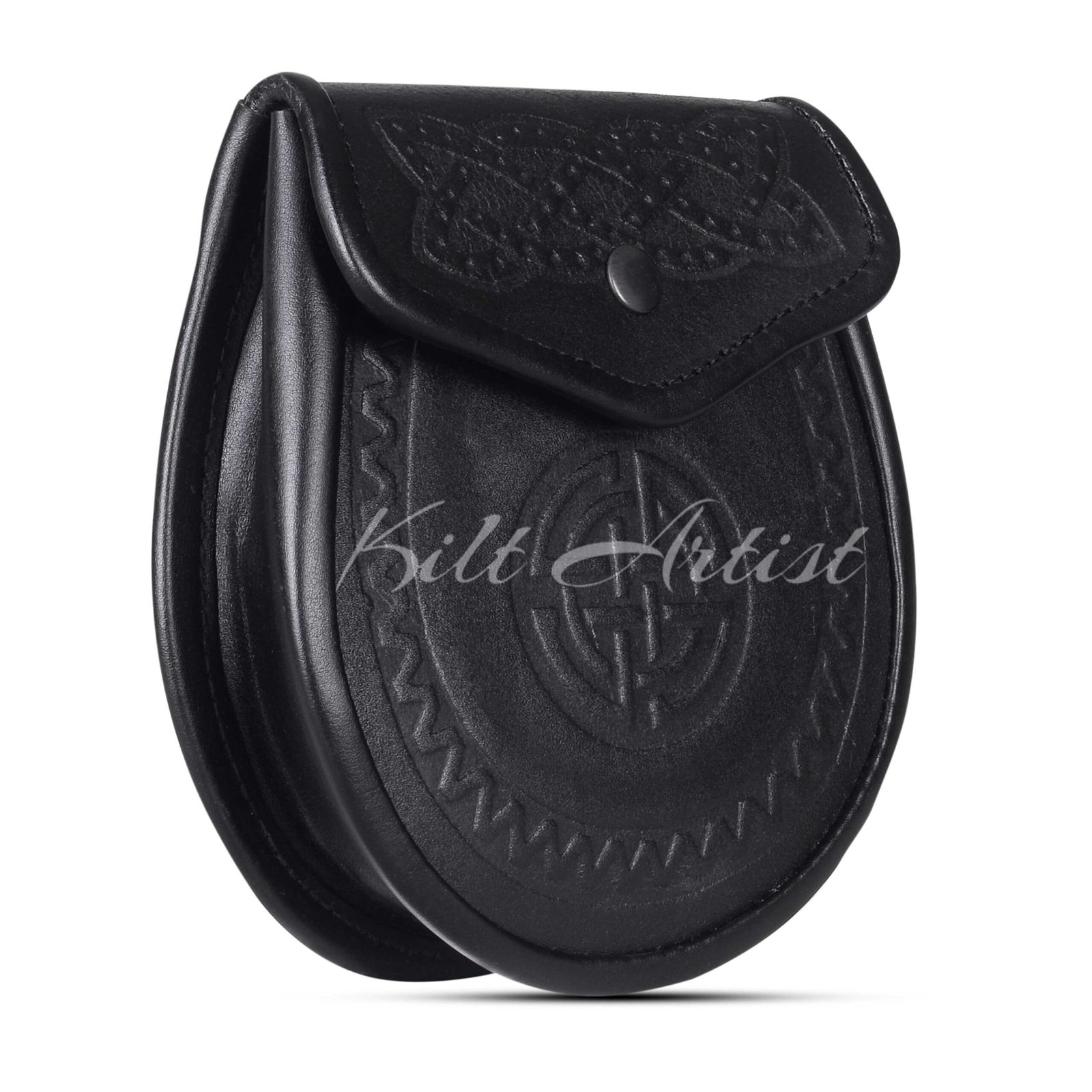 Double Embossed Black Leather Day Sporran - Image 2