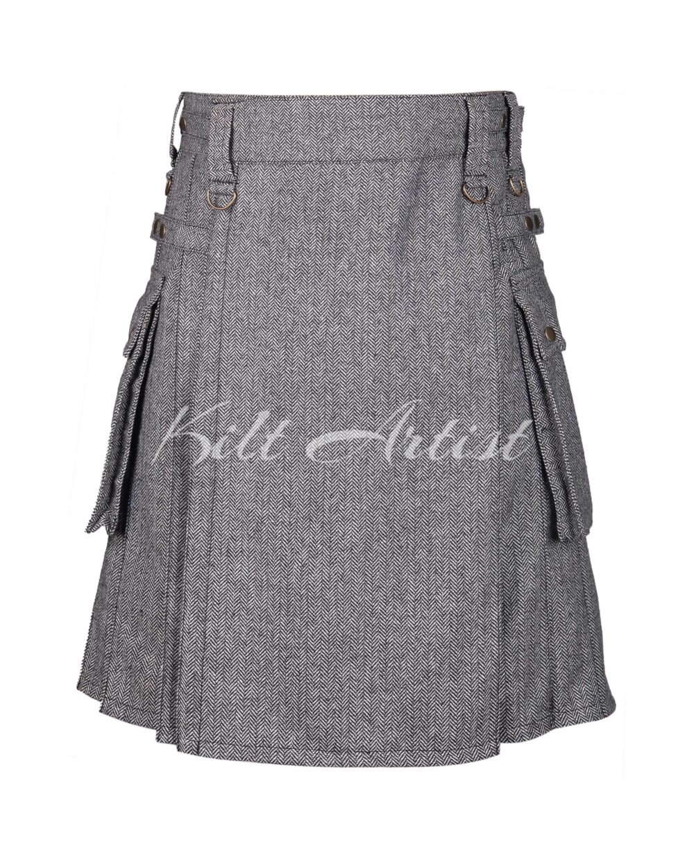 Gray Tweed Utility Kilt