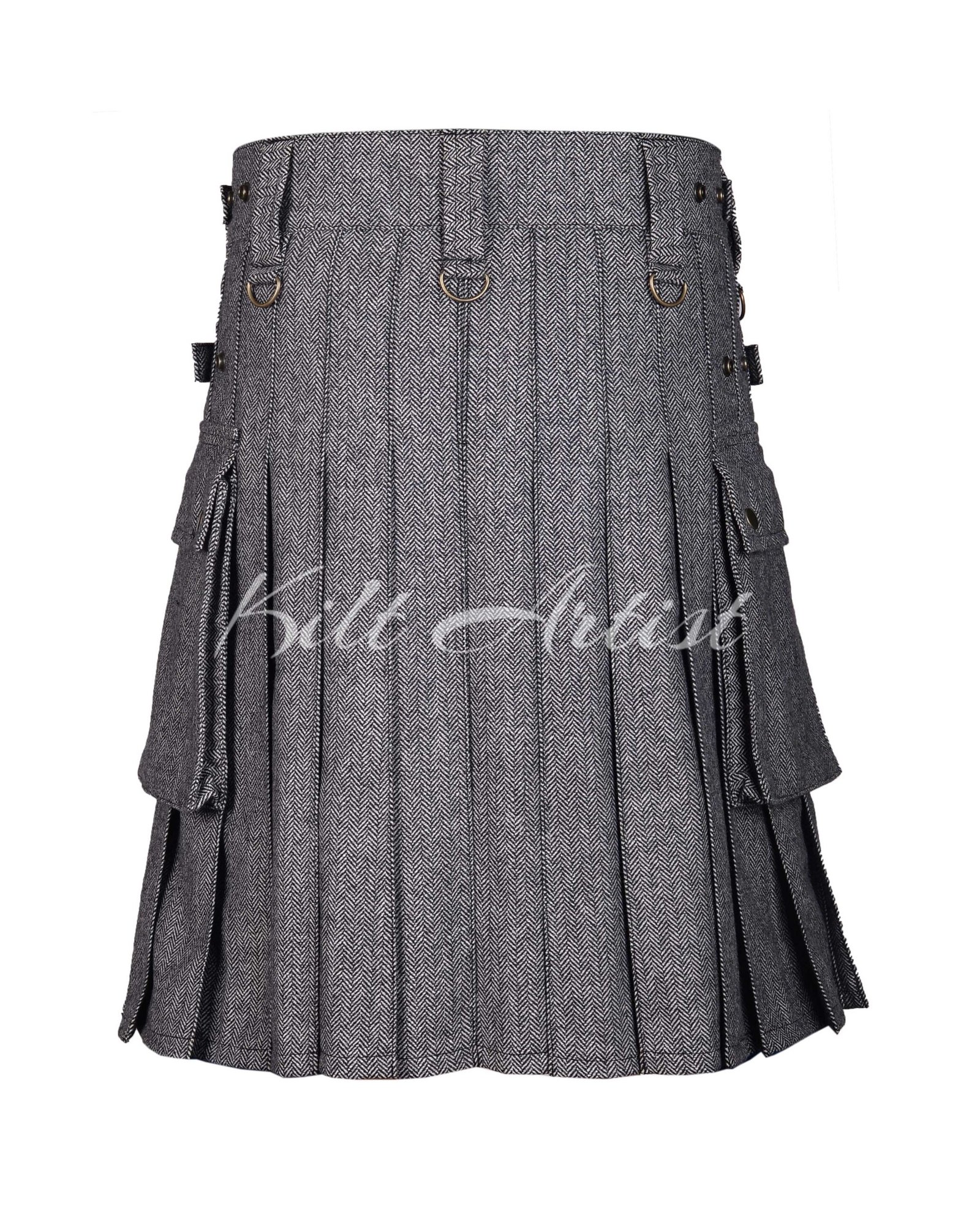 Gray Tweed Utility Kilt
